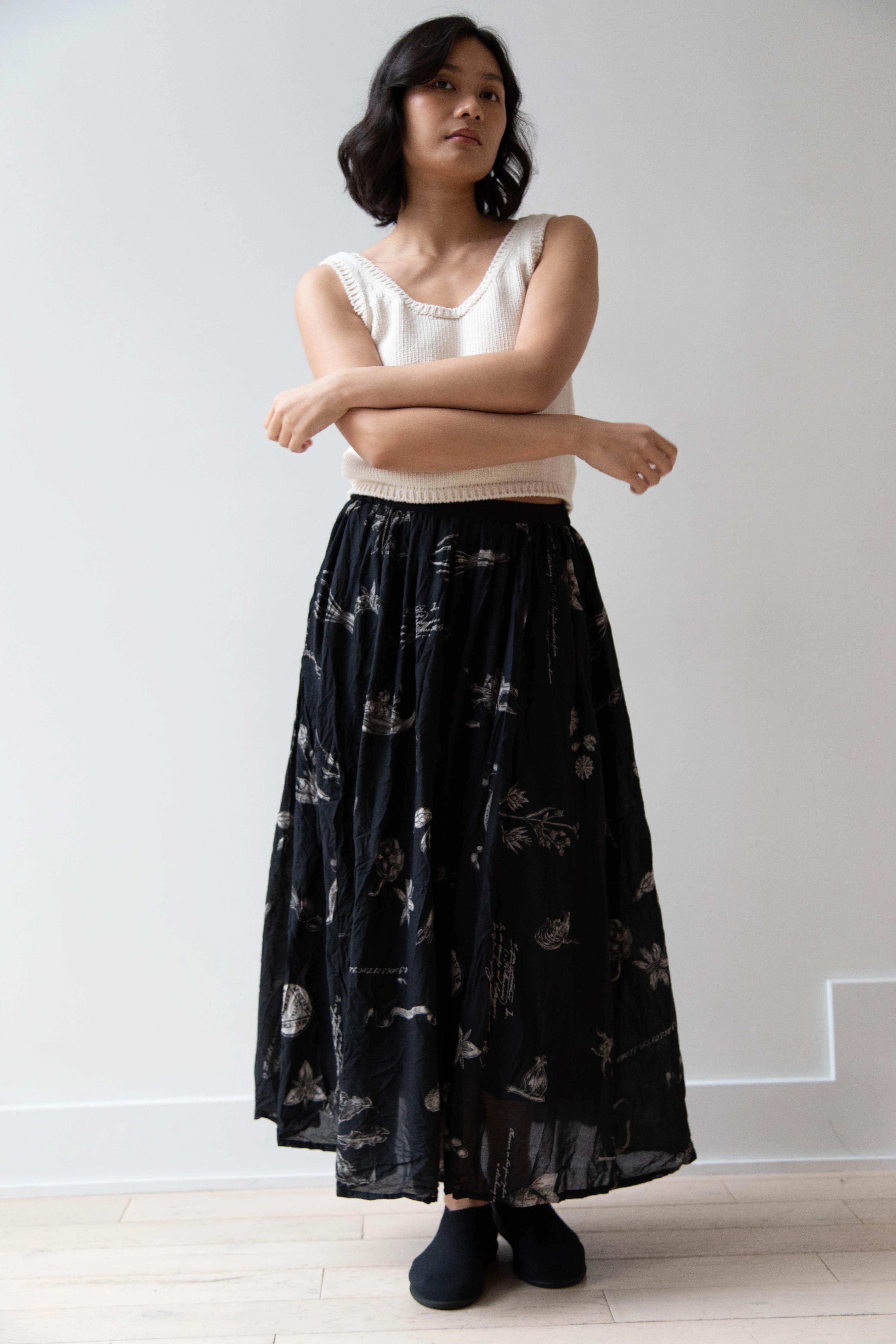 Pas de Calais | Plant Growth Print Skirt Black - Image 3