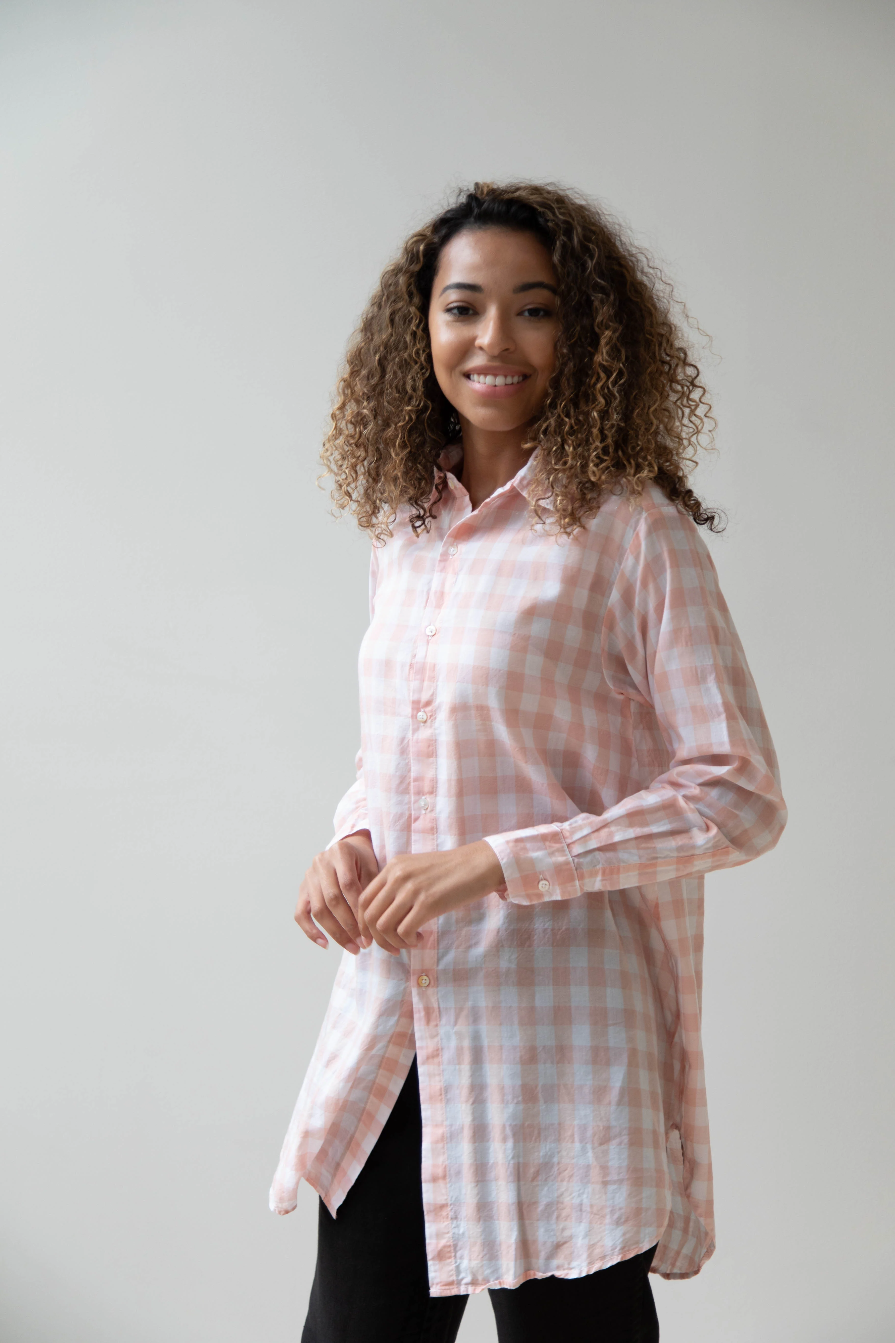 Pip-Squeak Chapeau 9 Button Shirt Pink Check - Image 13