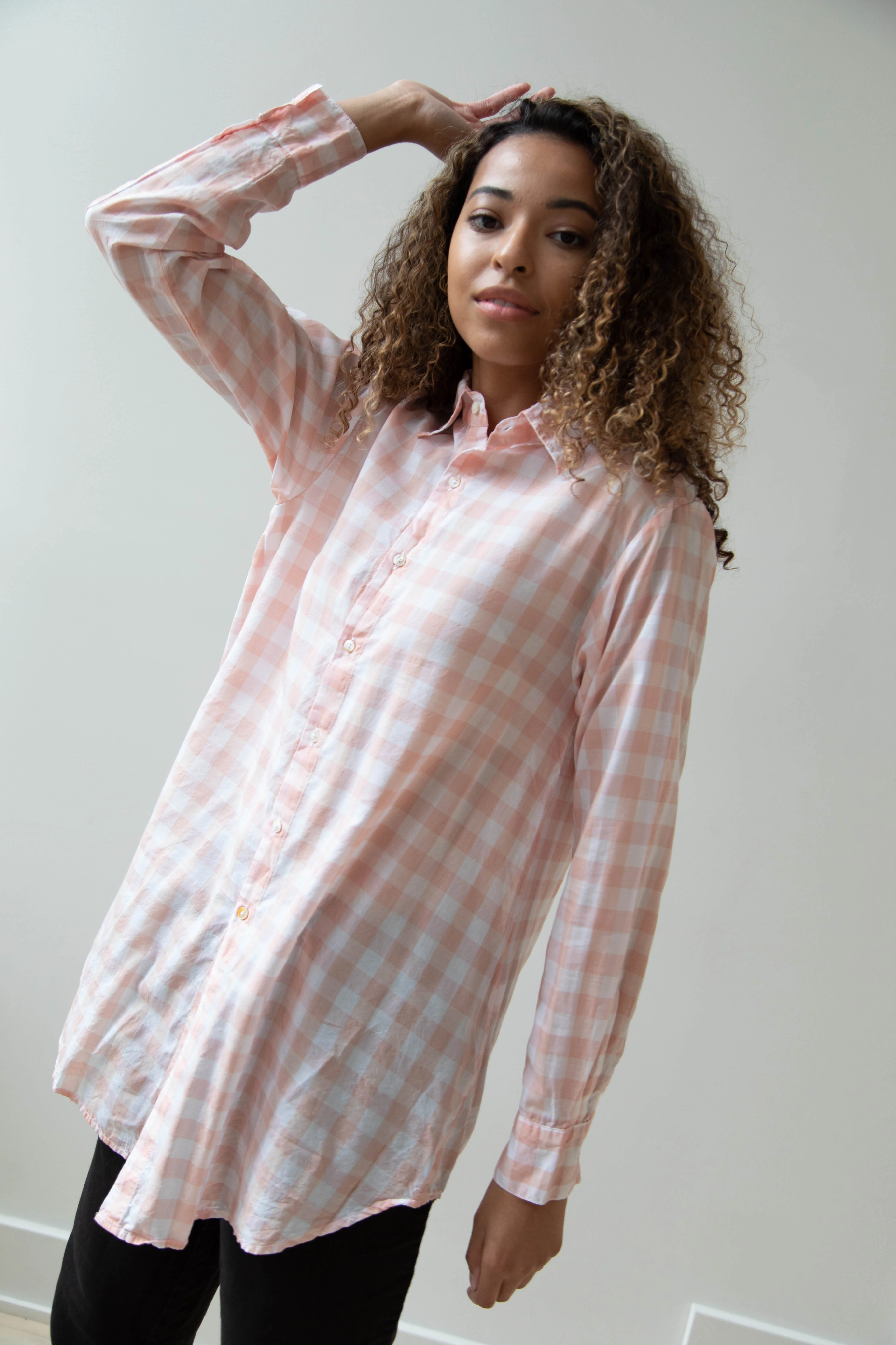Pip-Squeak Chapeau 9 Button Shirt Pink Check - Image 7