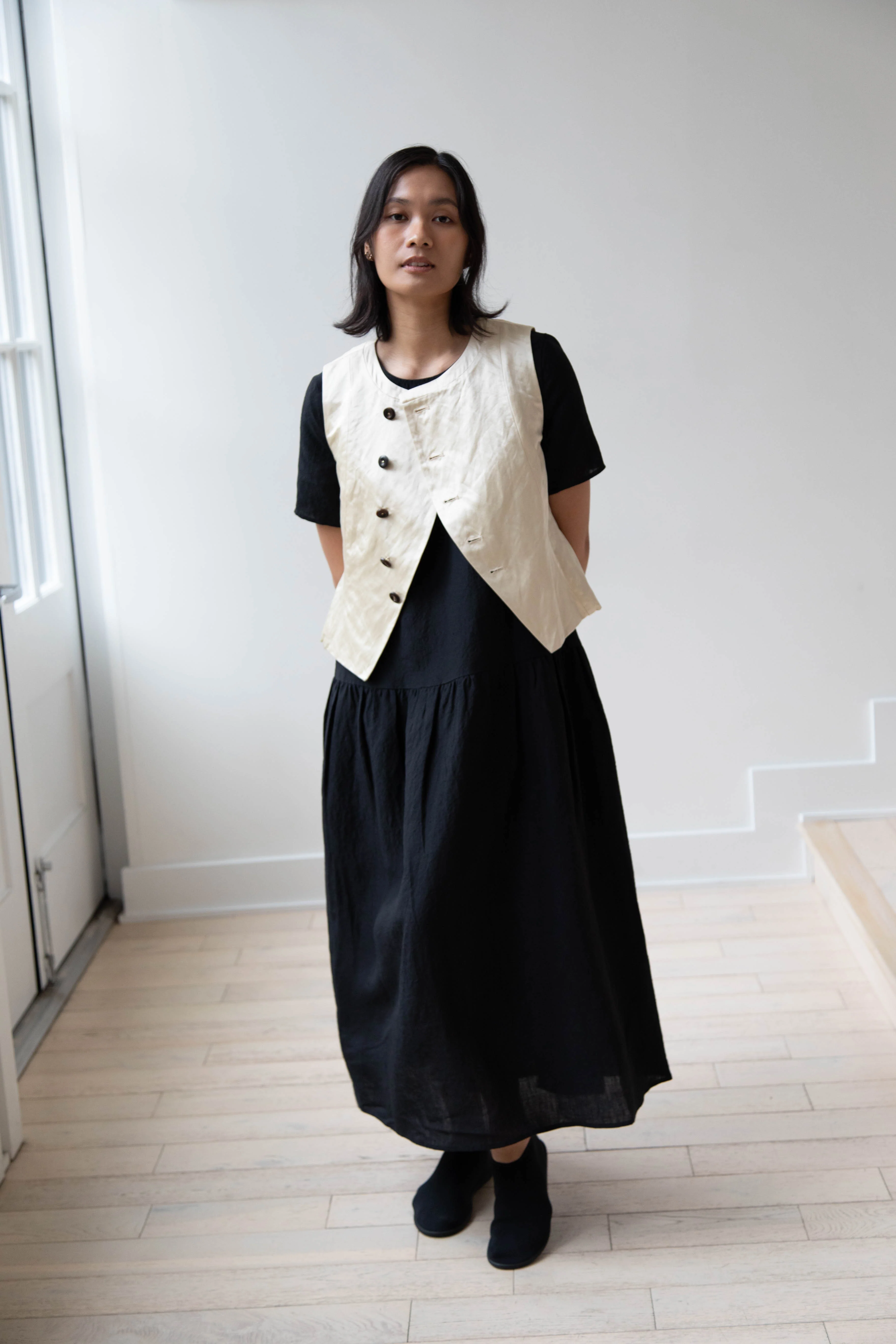 Renli Su | Button Up Vest in Beige - Image 17