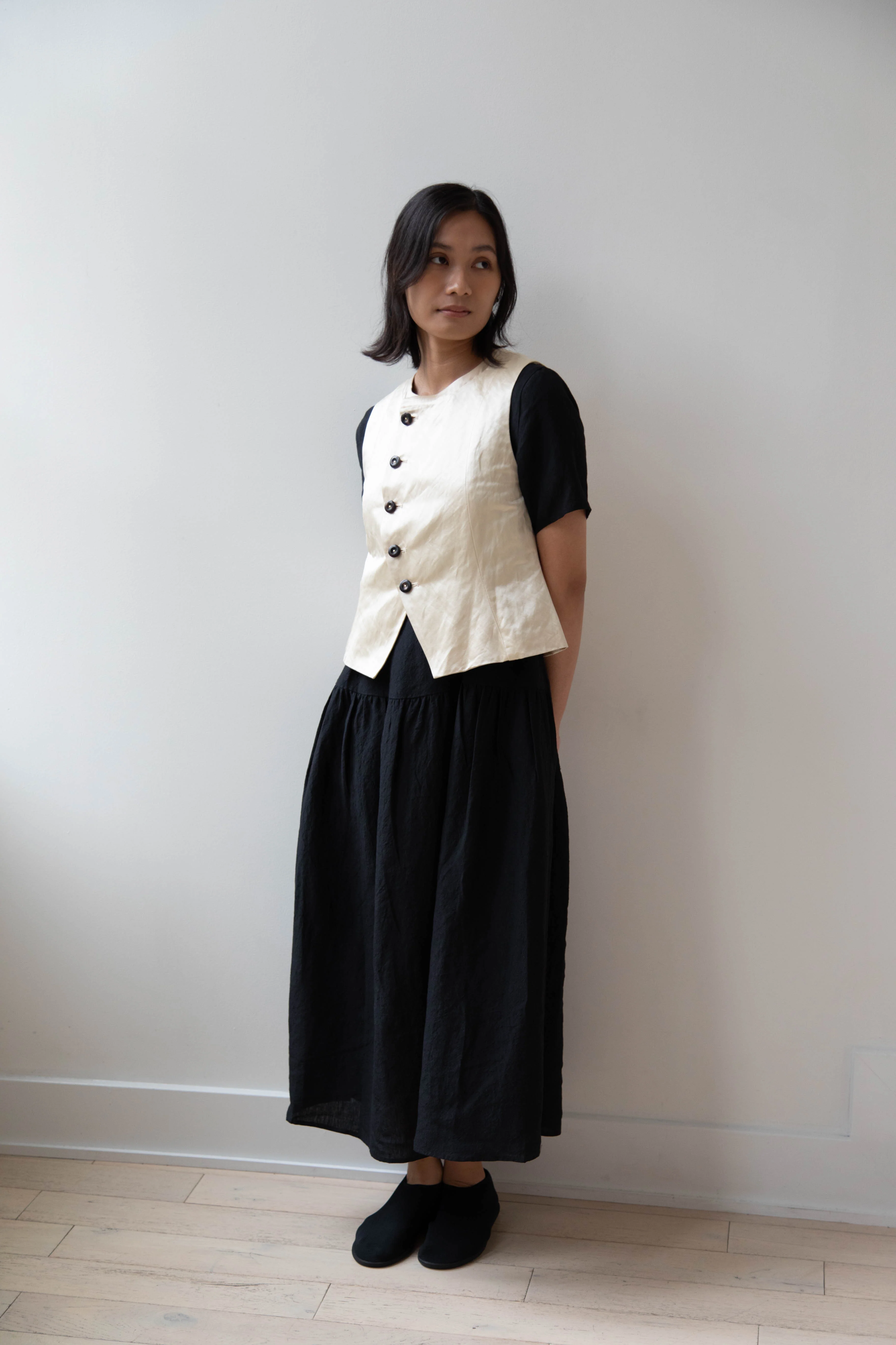 Renli Su | Button Up Vest in Beige - Image 25