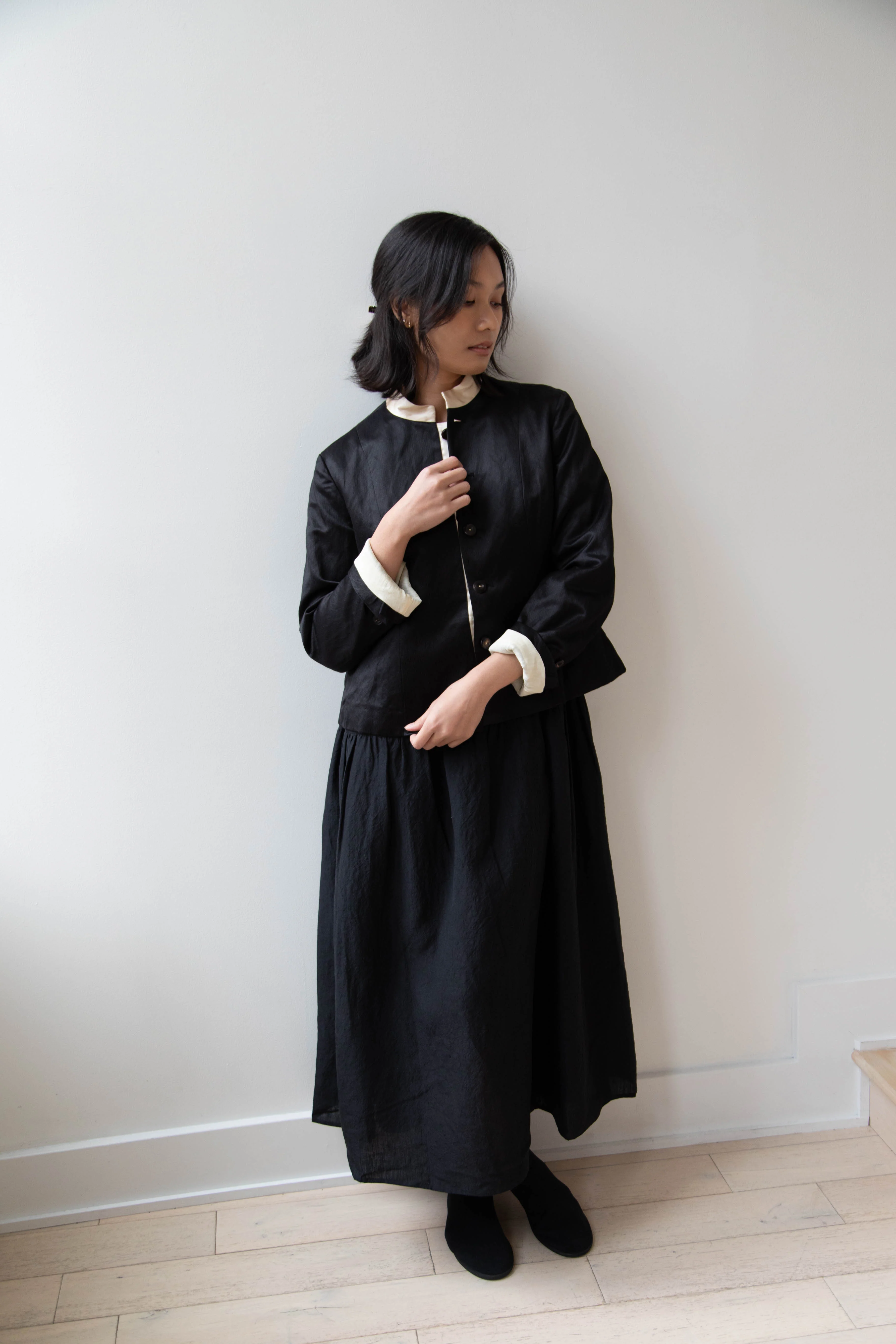 Renli Su | Jacket in Black Cotton Silk - Image 31