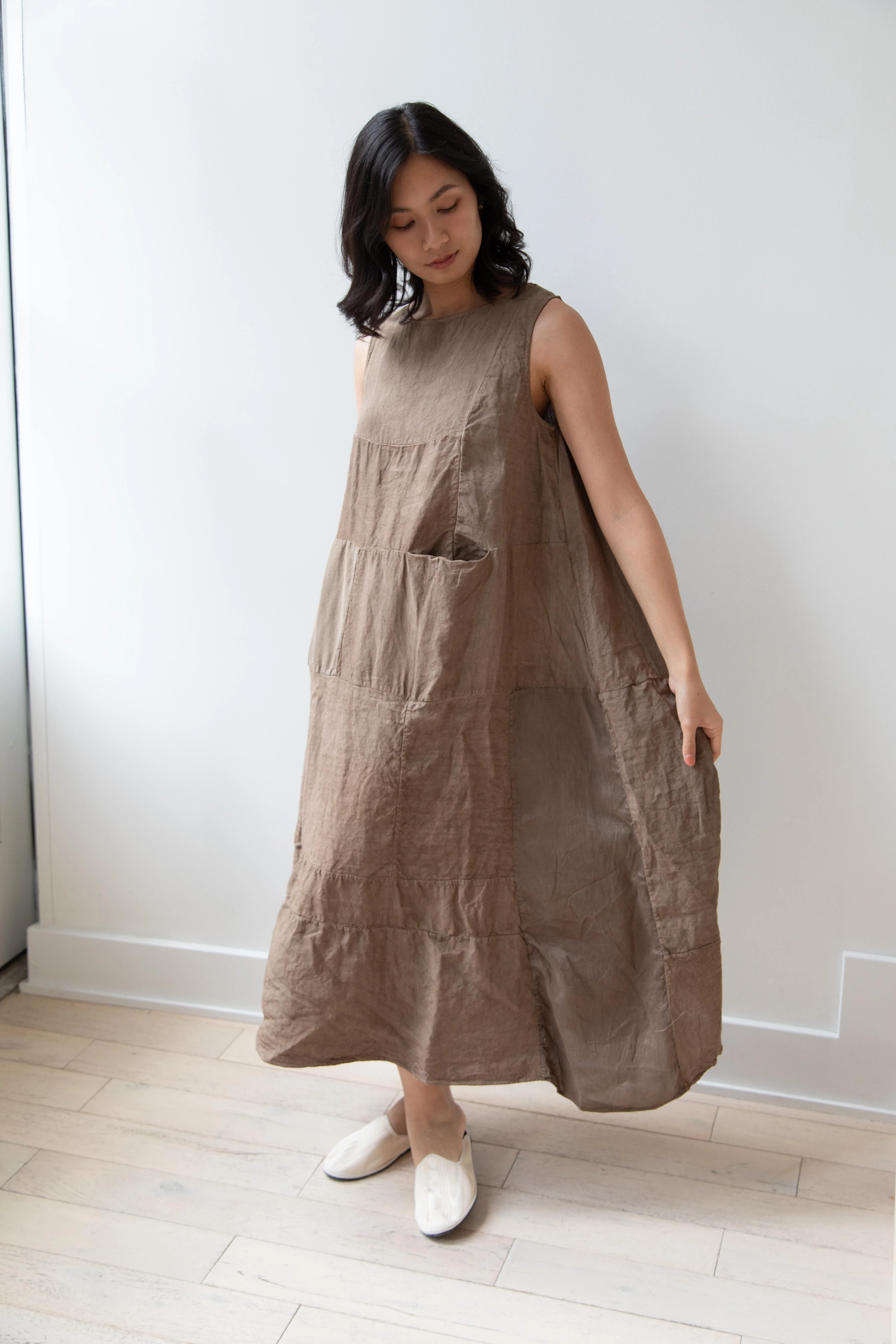 Risa Nakamura | Matsukaze Dress in Taupe Brown - Image 18
