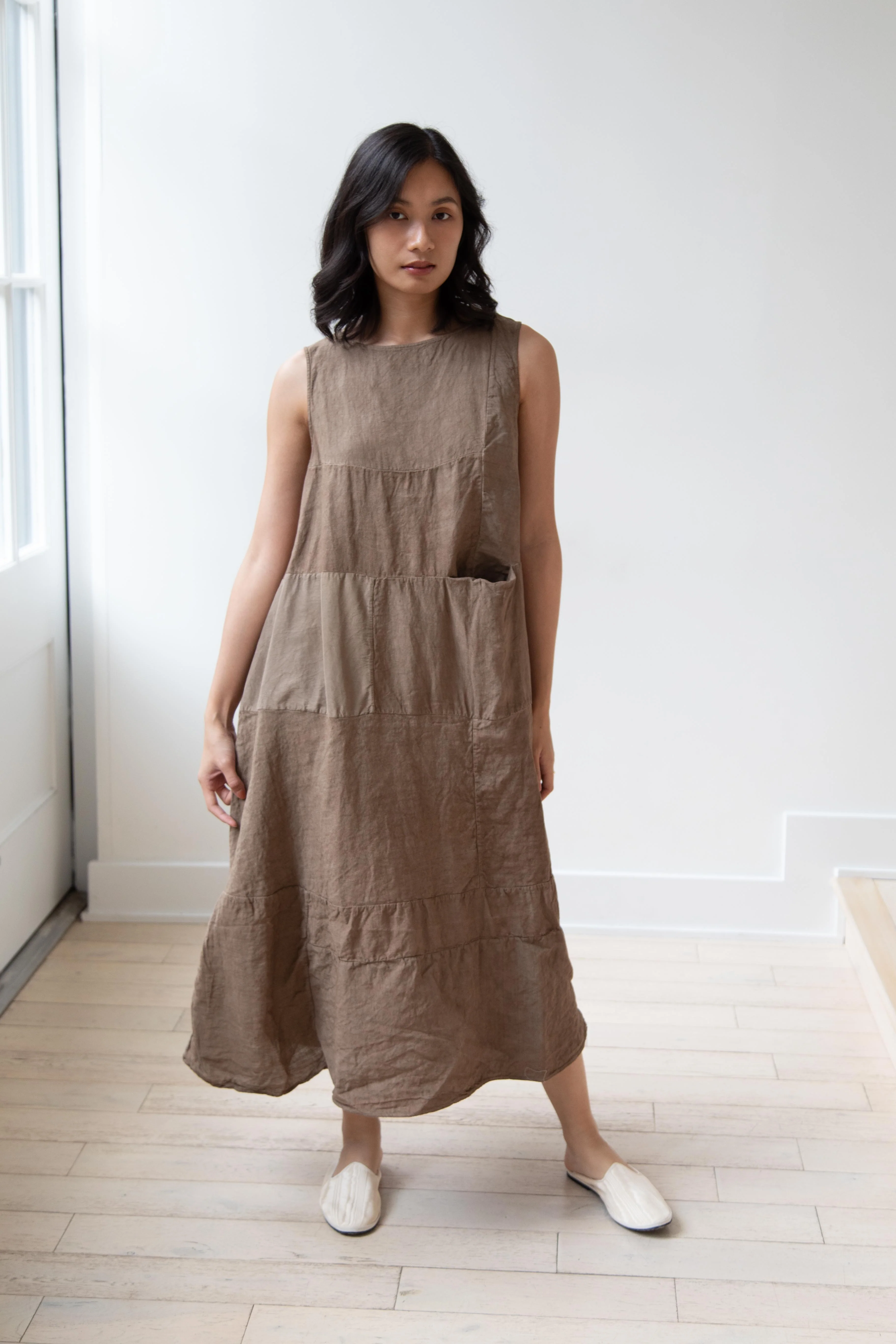 Risa Nakamura | Matsukaze Dress in Taupe Brown - Image 6