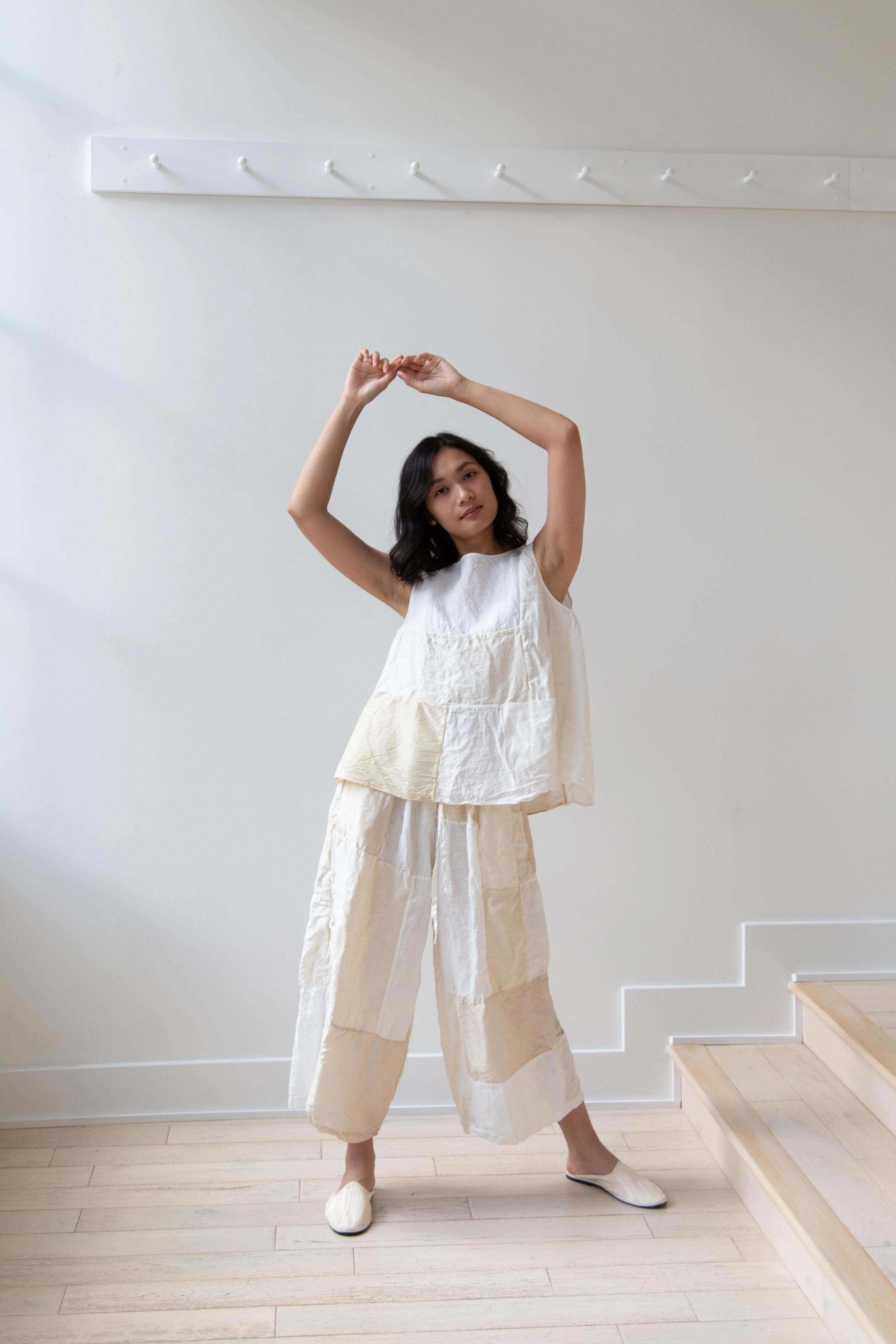 Risa Nakamura | Matsukaze Wide Patchwork Trousers in Cream - Image 10