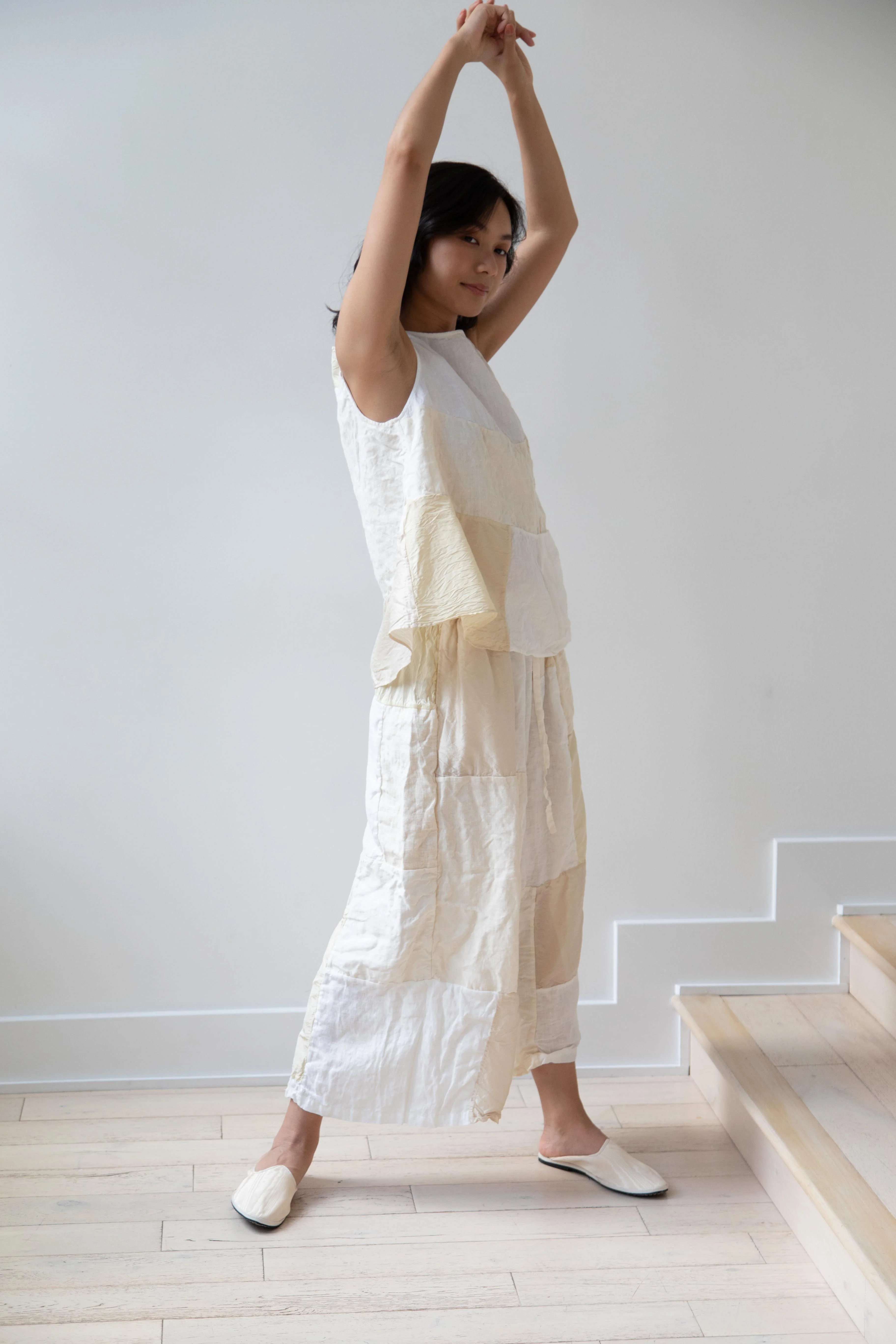 Risa Nakamura | Matsukaze Wide Patchwork Trousers in Cream - Image 11