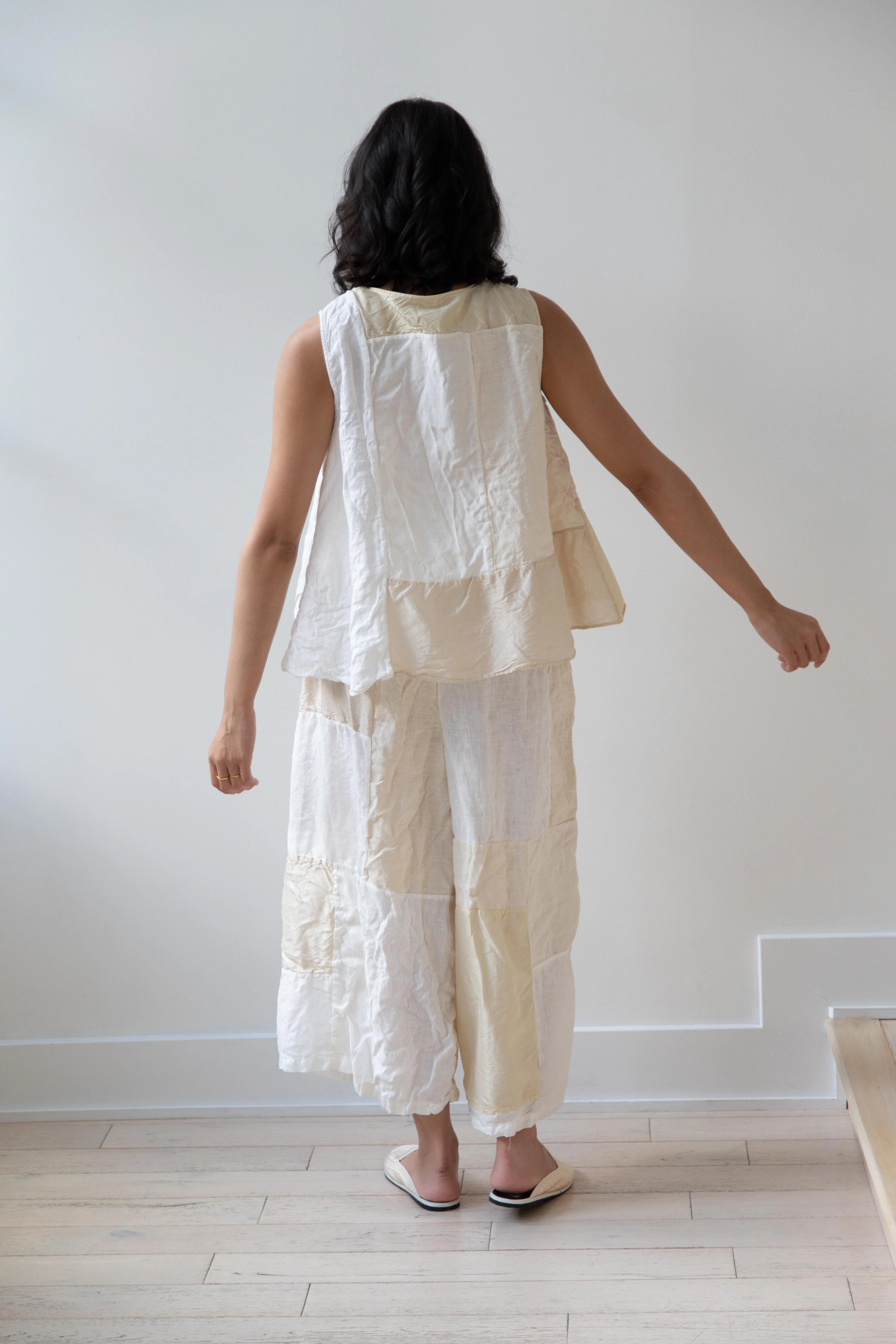 Risa Nakamura | Matsukaze Wide Patchwork Trousers in Cream - Image 24