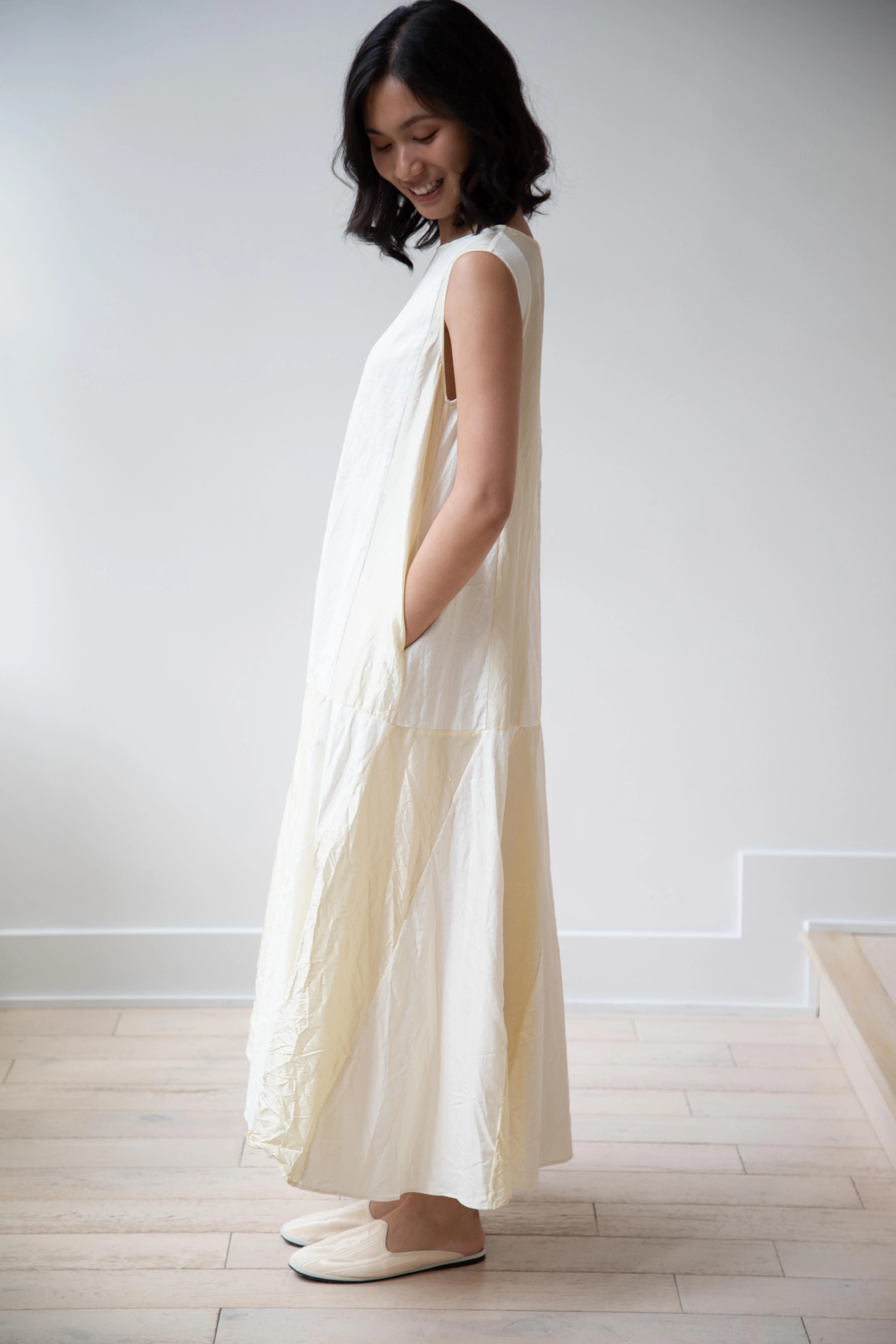 Risa Nakamura | Ripple Marks Sleeveless Dress in Cream - Image 21