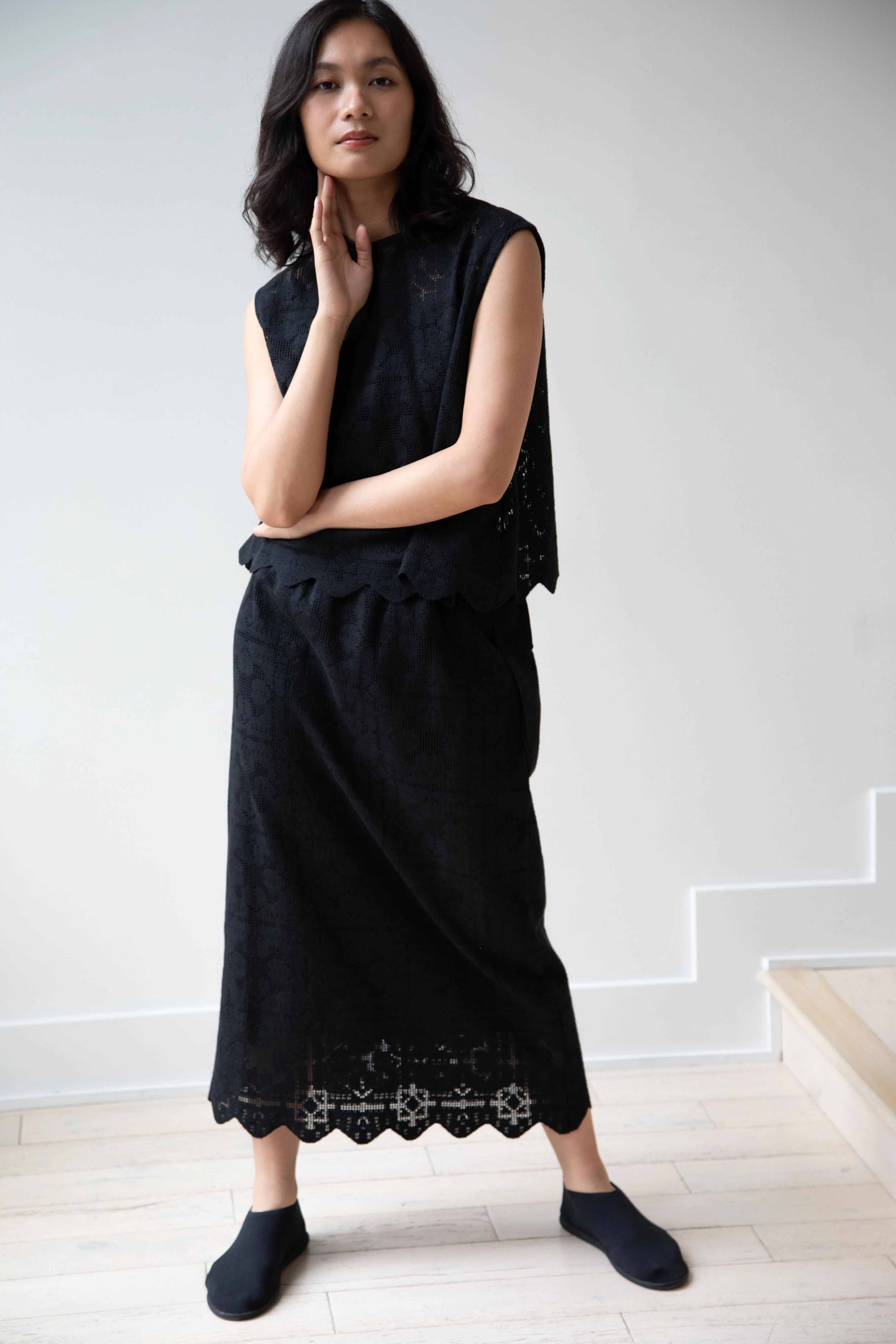 Robe de Peau | Scalloped Lace Top & Skirt Set in Black - Image 14