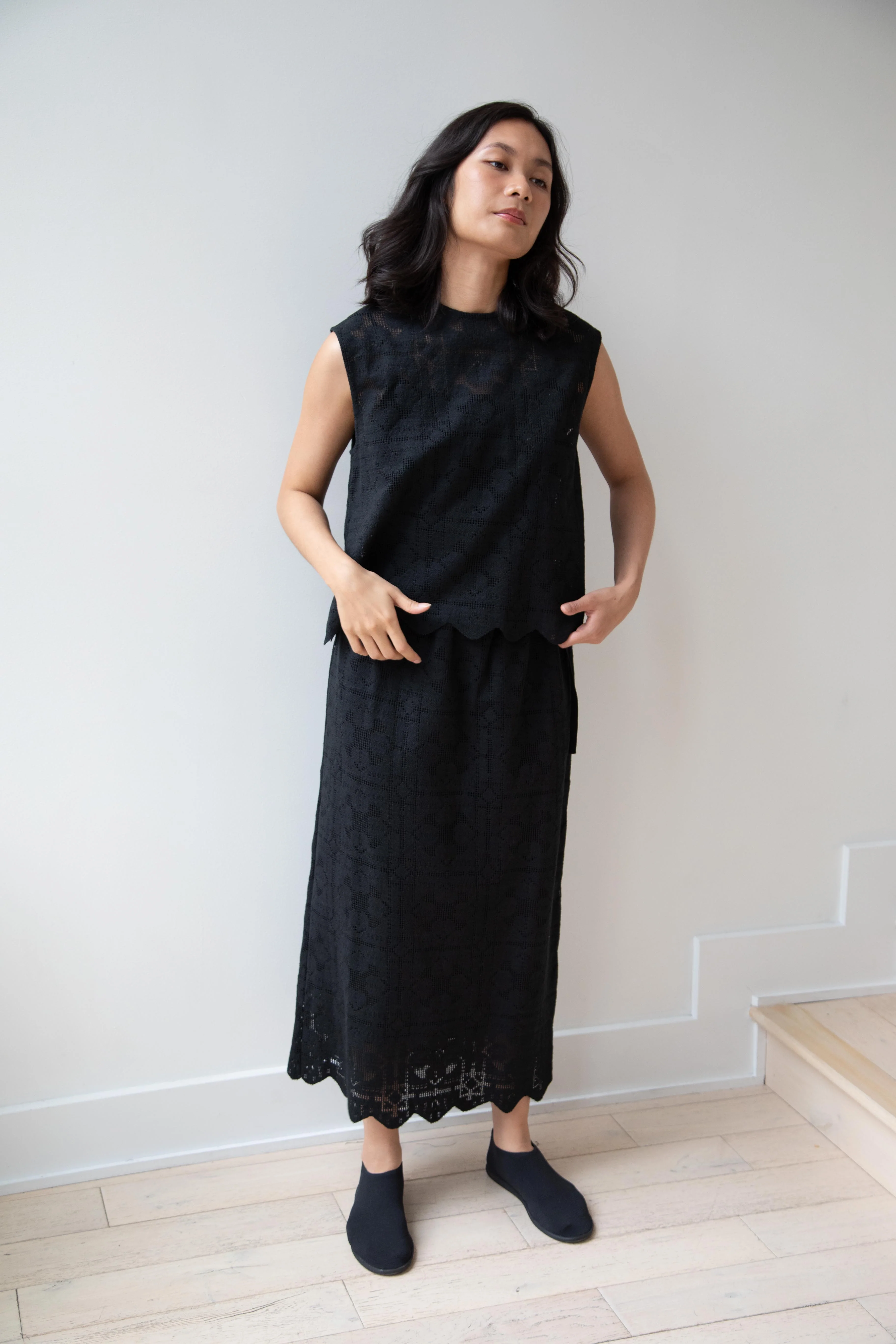 Robe de Peau | Scalloped Lace Top & Skirt Set in Black - Image 22