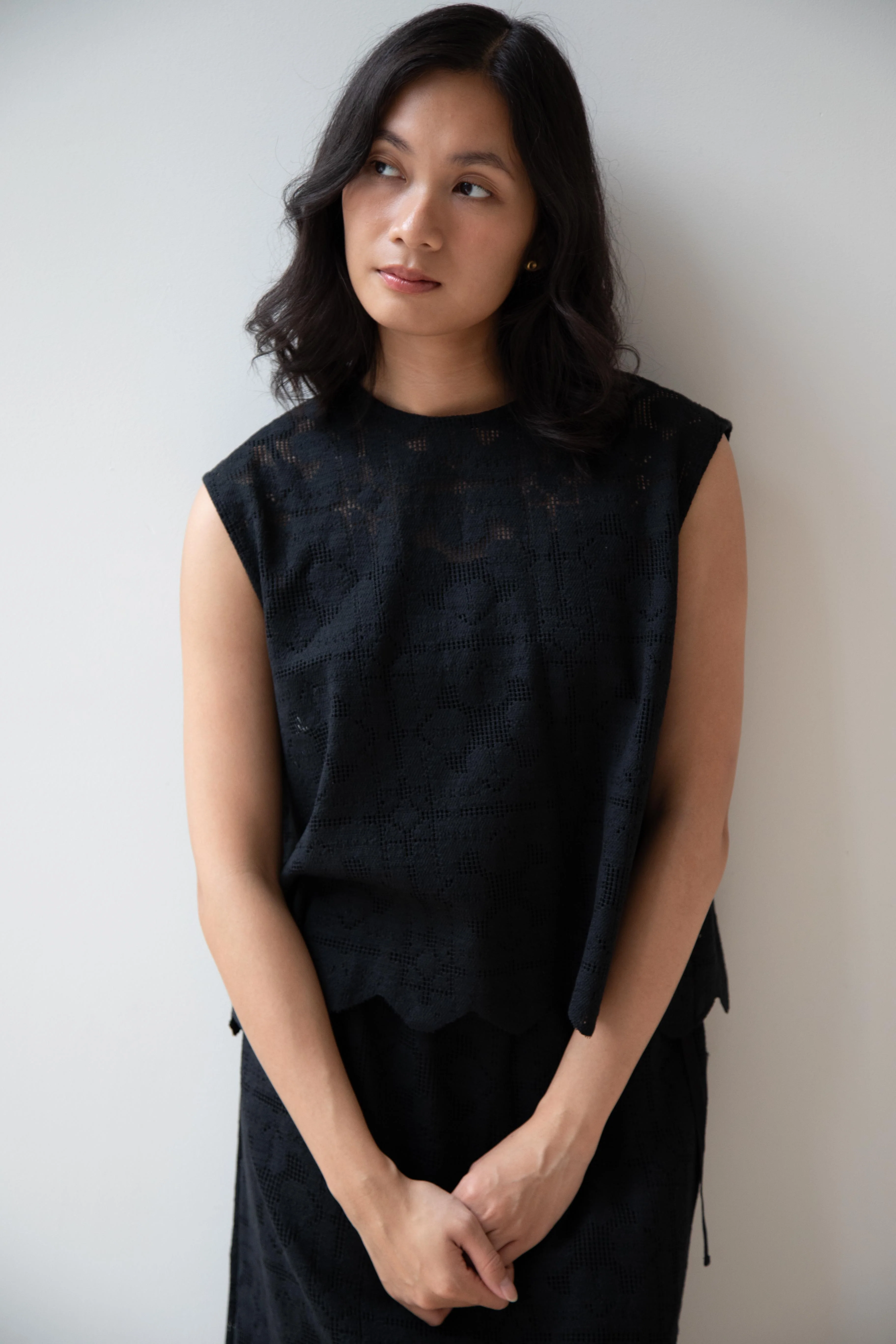 Robe de Peau | Scalloped Lace Top & Skirt Set in Black - Image 24