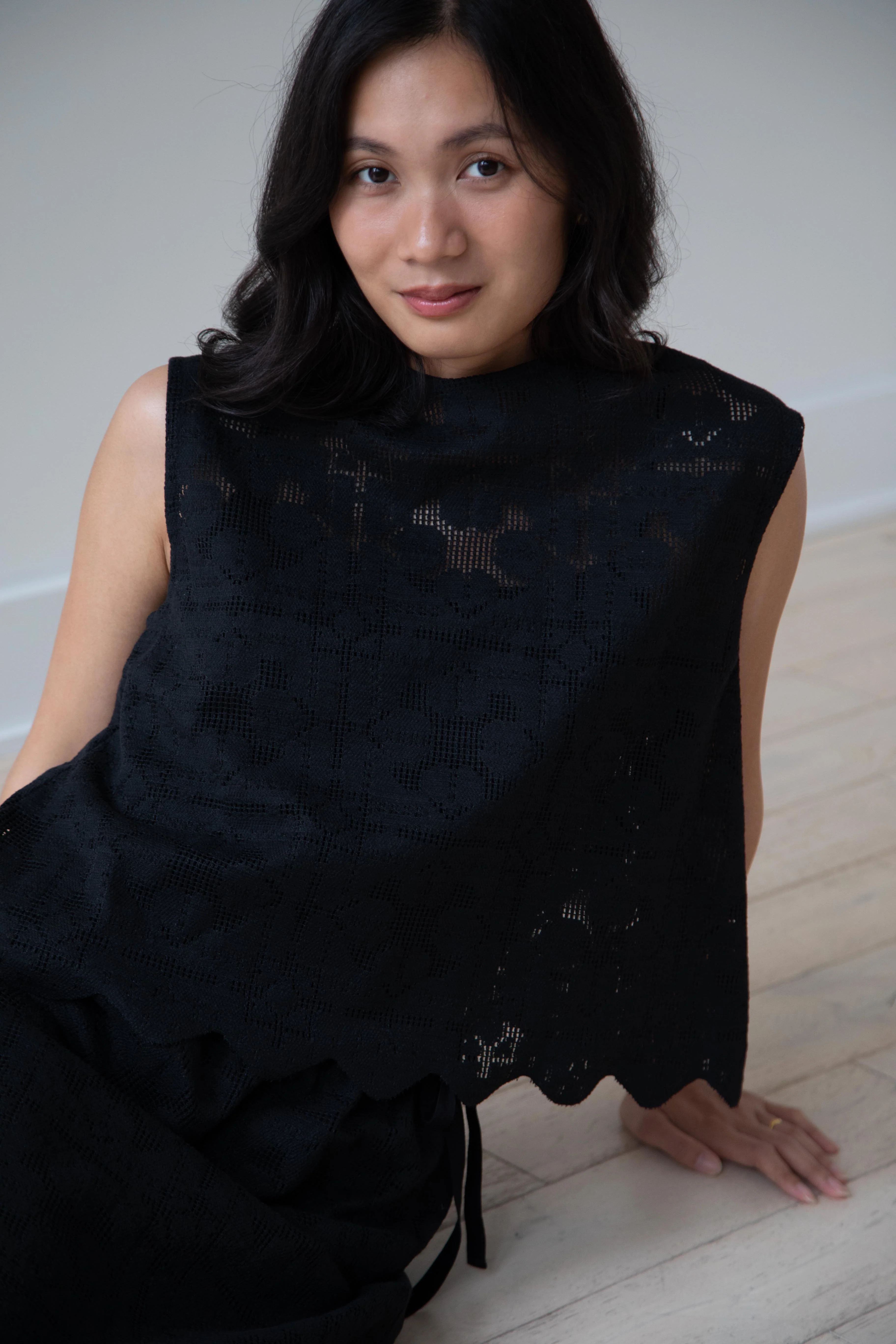 Robe de Peau | Scalloped Lace Top & Skirt Set in Black - Image 31