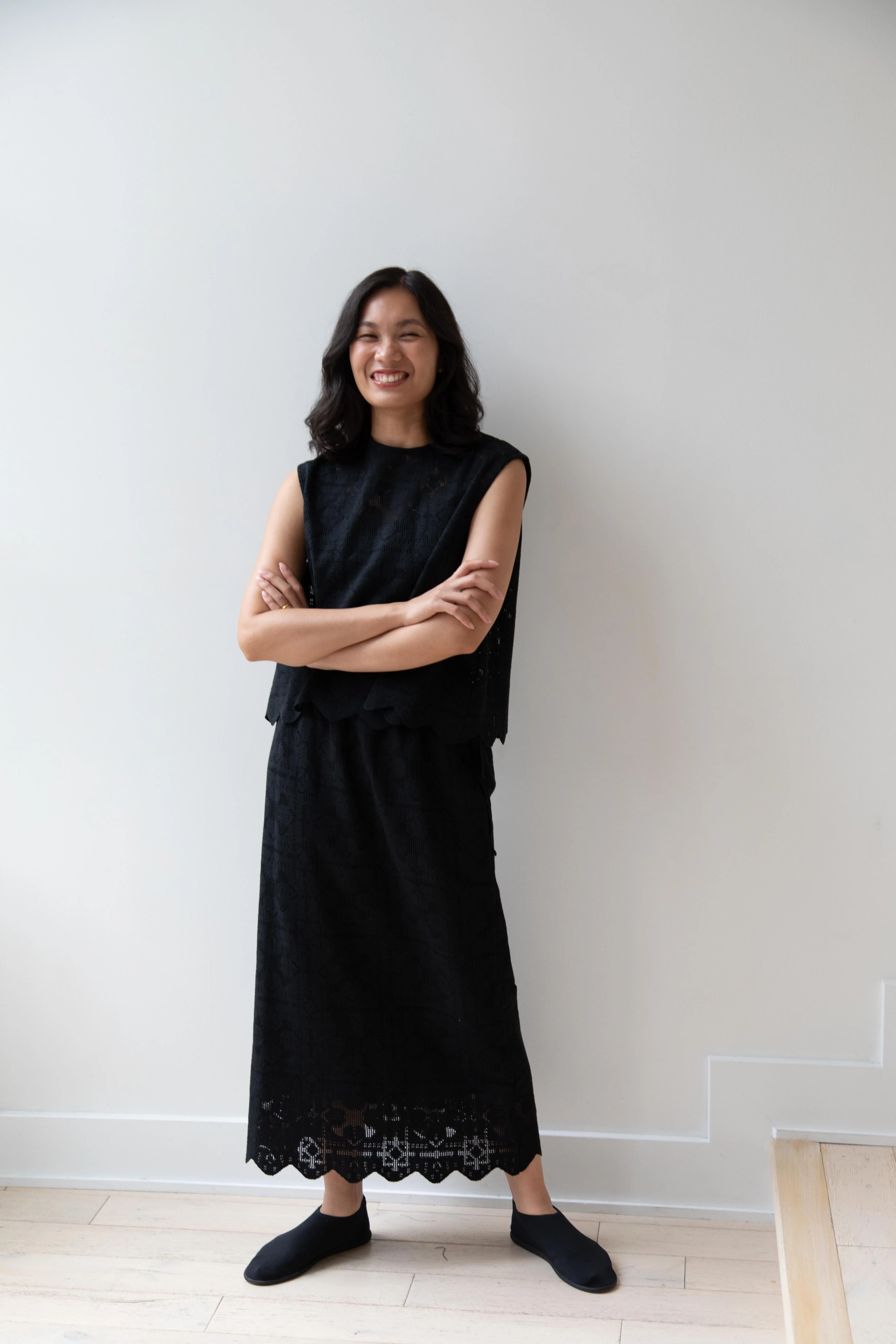 Robe de Peau | Scalloped Lace Top & Skirt Set in Black - Image 38