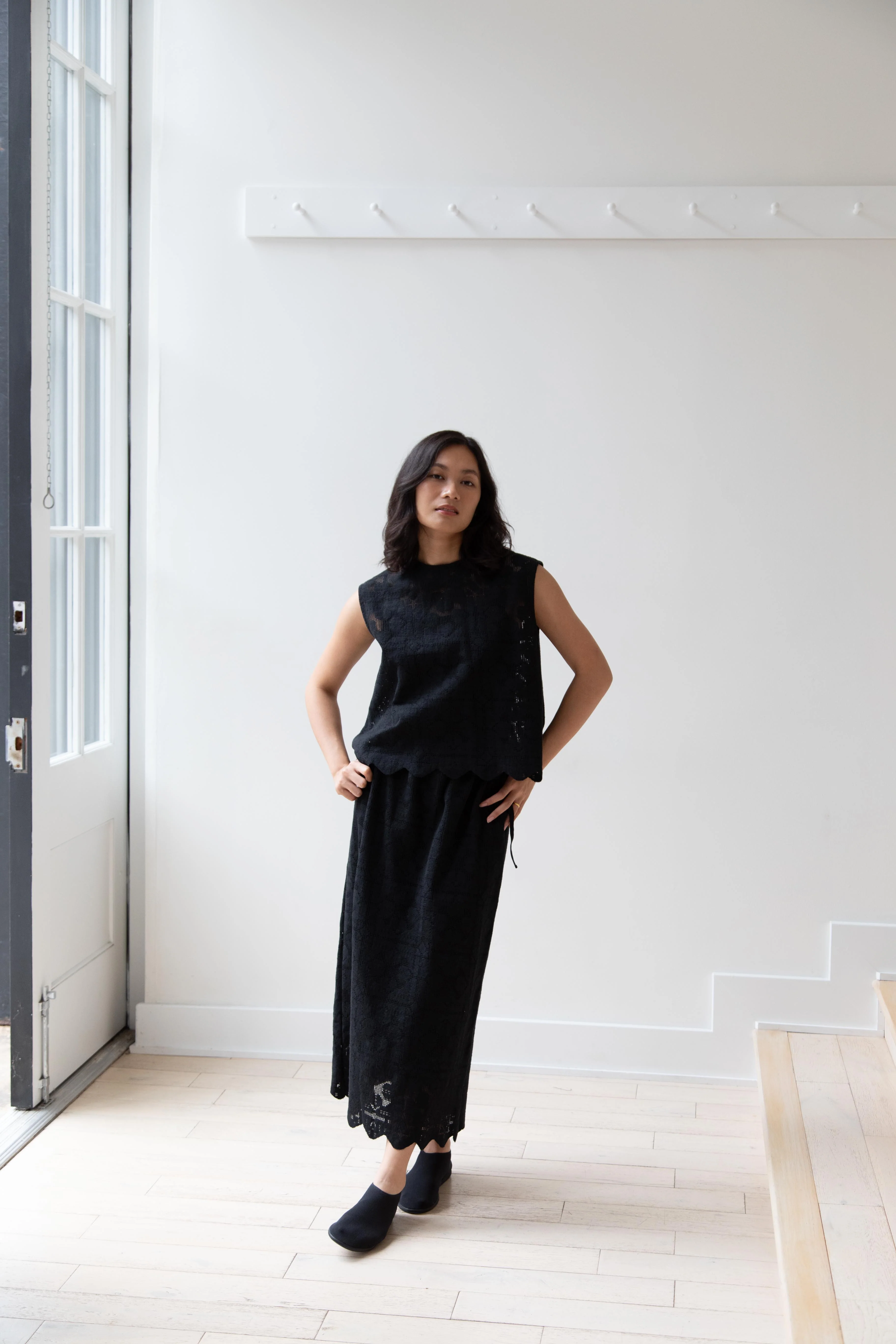 Robe de Peau | Scalloped Lace Top & Skirt Set in Black - Image 7