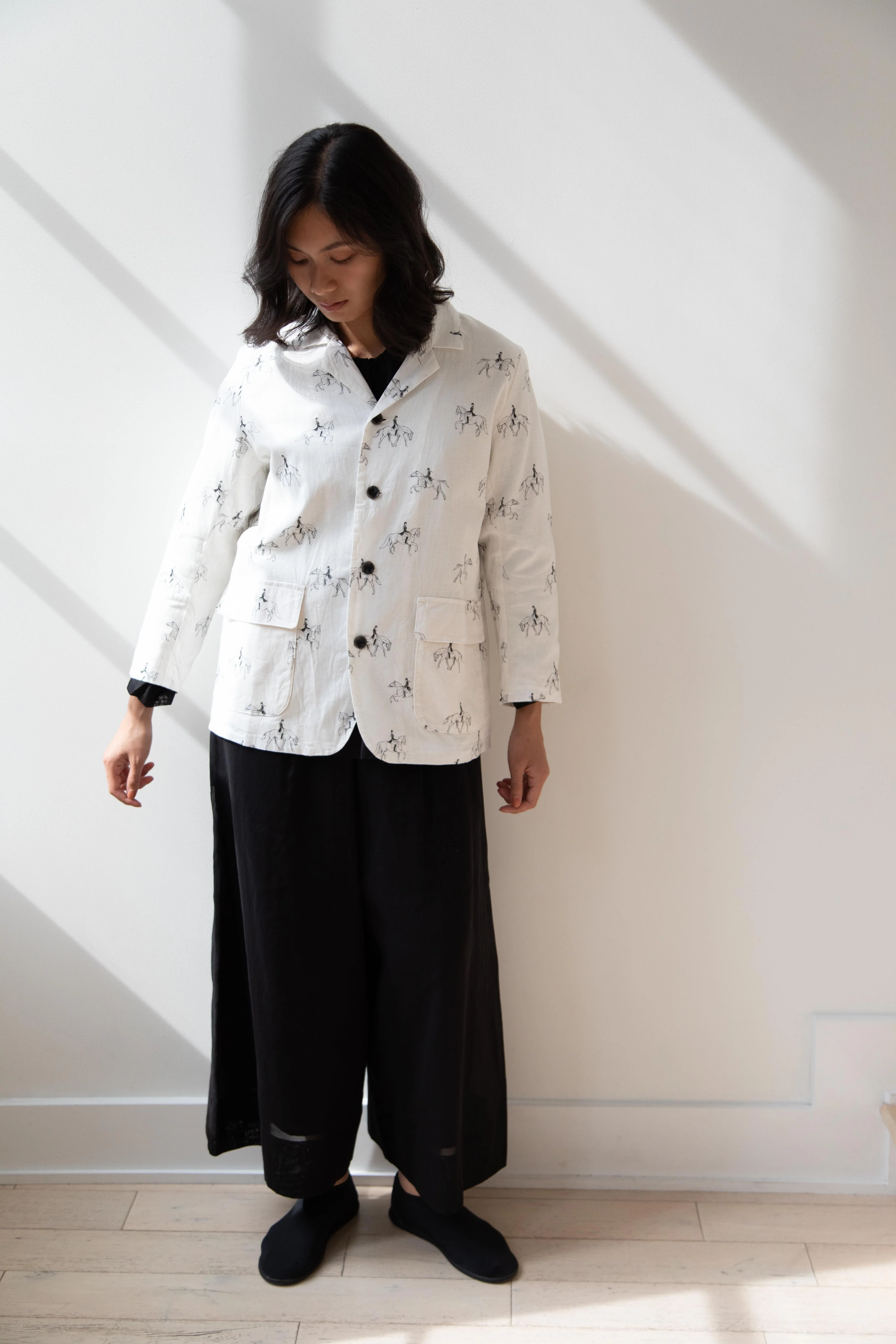 Robe de Peau | White Blazer in Equestrian Print - Image 14