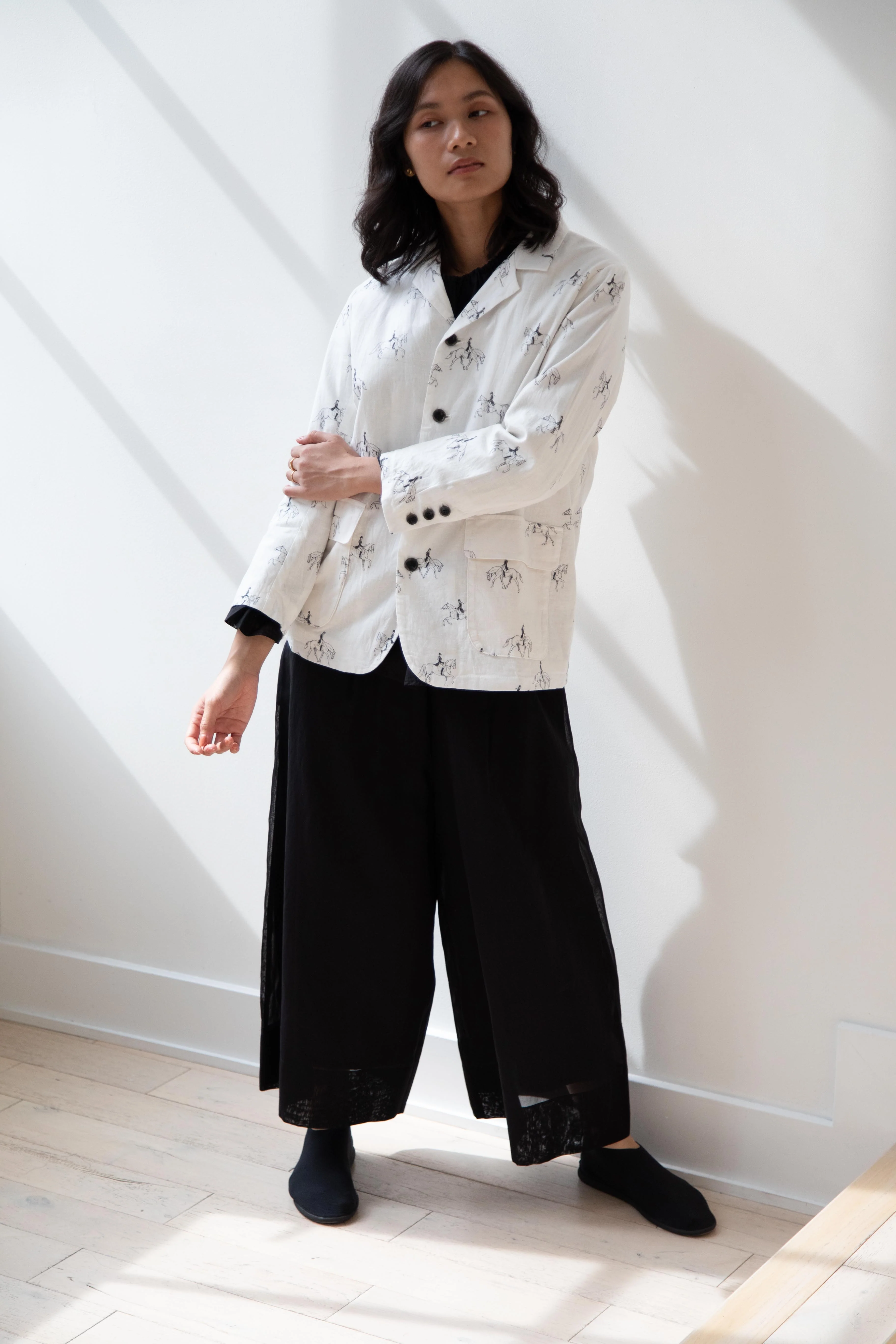 Robe de Peau | White Blazer in Equestrian Print - Image 16