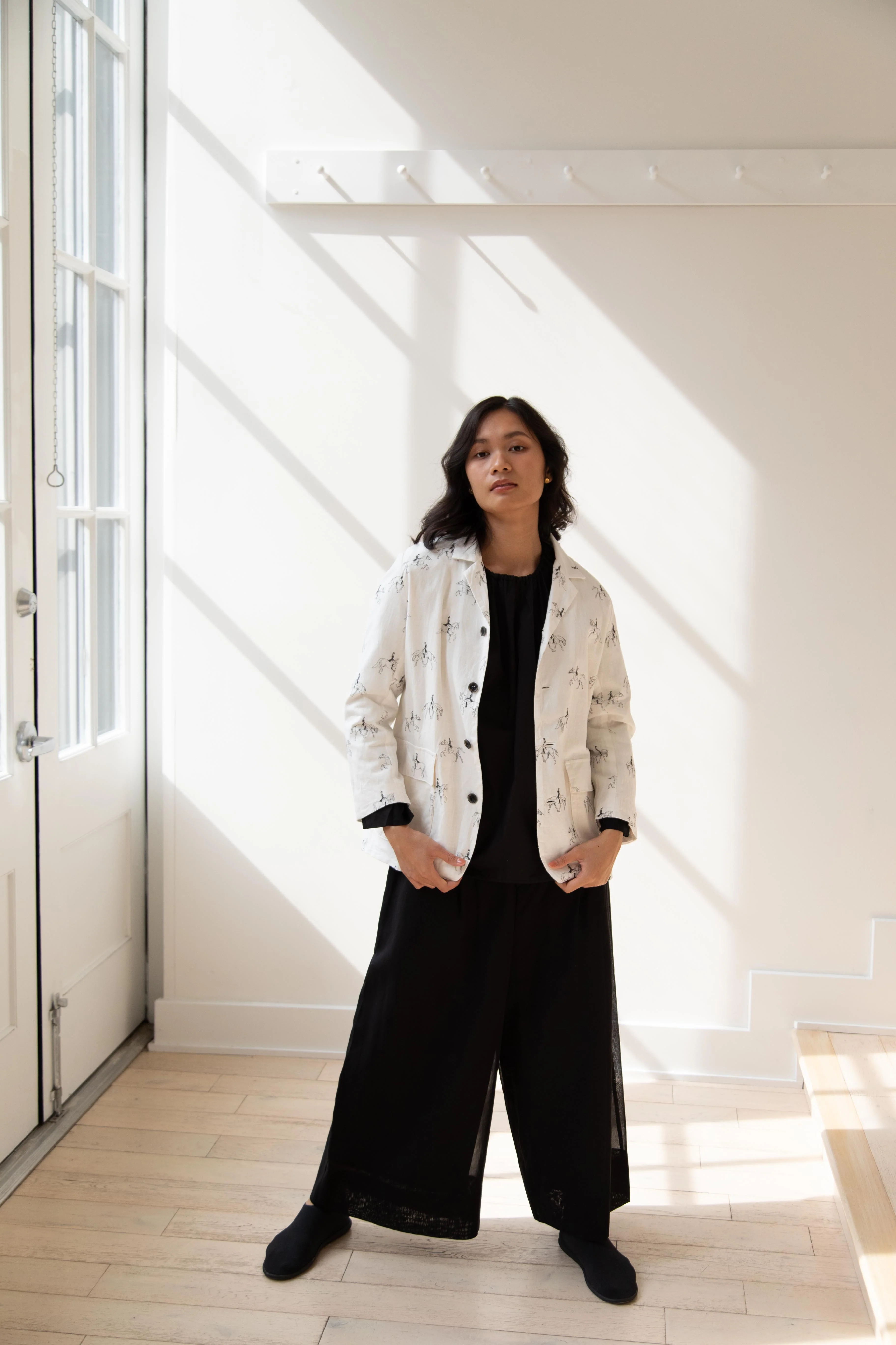 Robe de Peau | White Blazer in Equestrian Print - Image 6