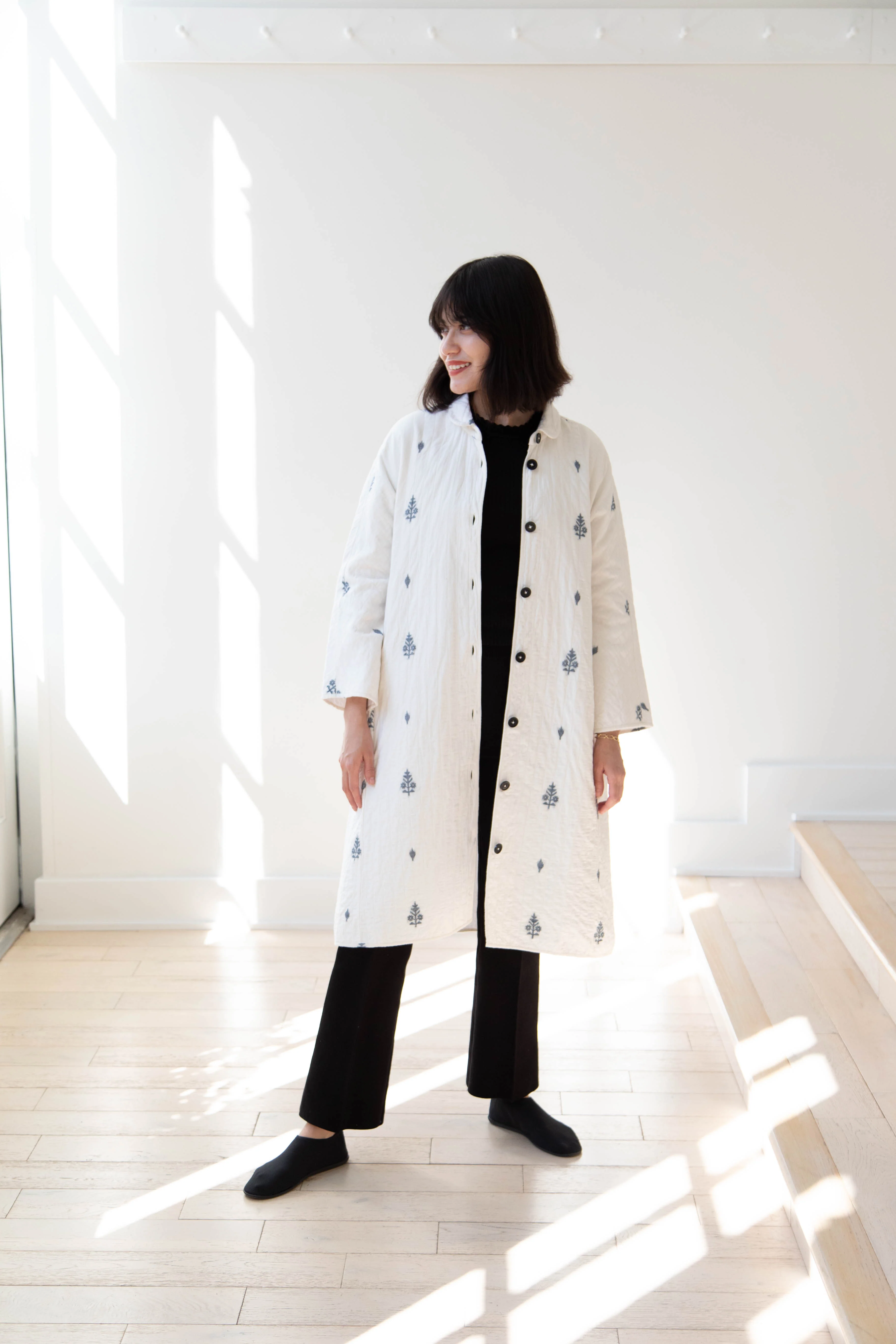 Rubia & Neel | Lauren Quilted Coat in Garden Jamdani - Image 15
