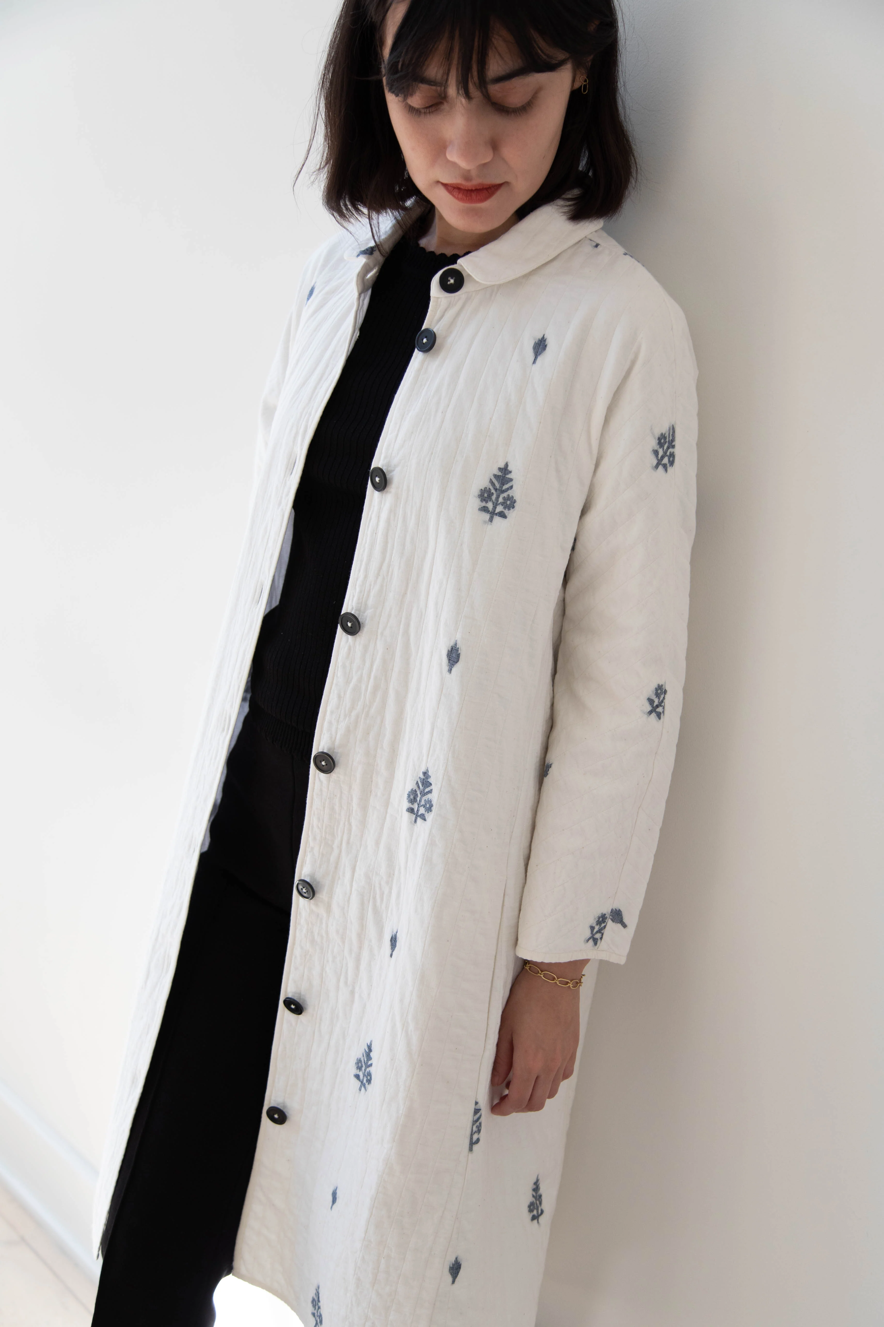 Rubia & Neel | Lauren Quilted Coat in Garden Jamdani - Image 4