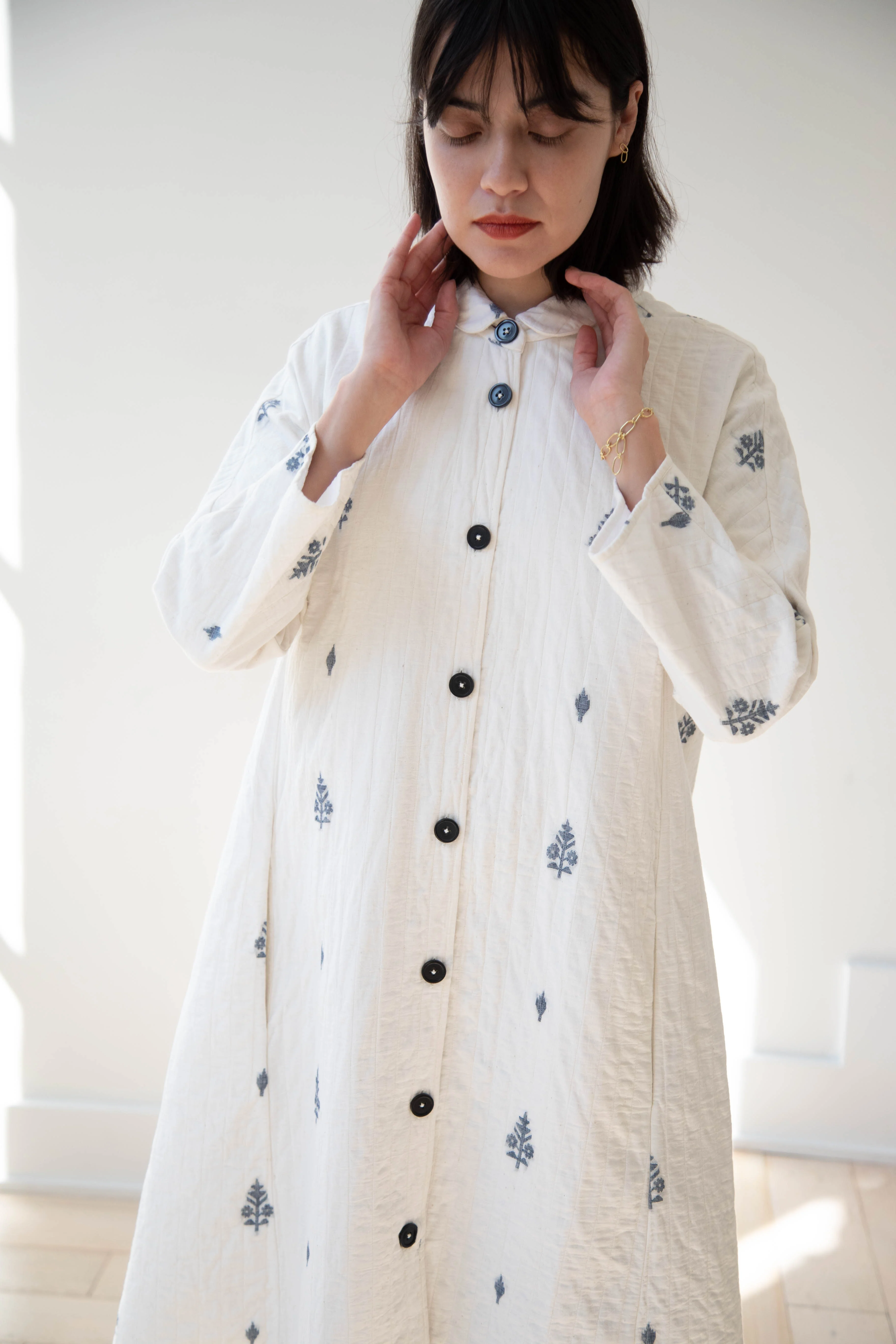 Rubia & Neel | Lauren Quilted Coat in Garden Jamdani - Image 5
