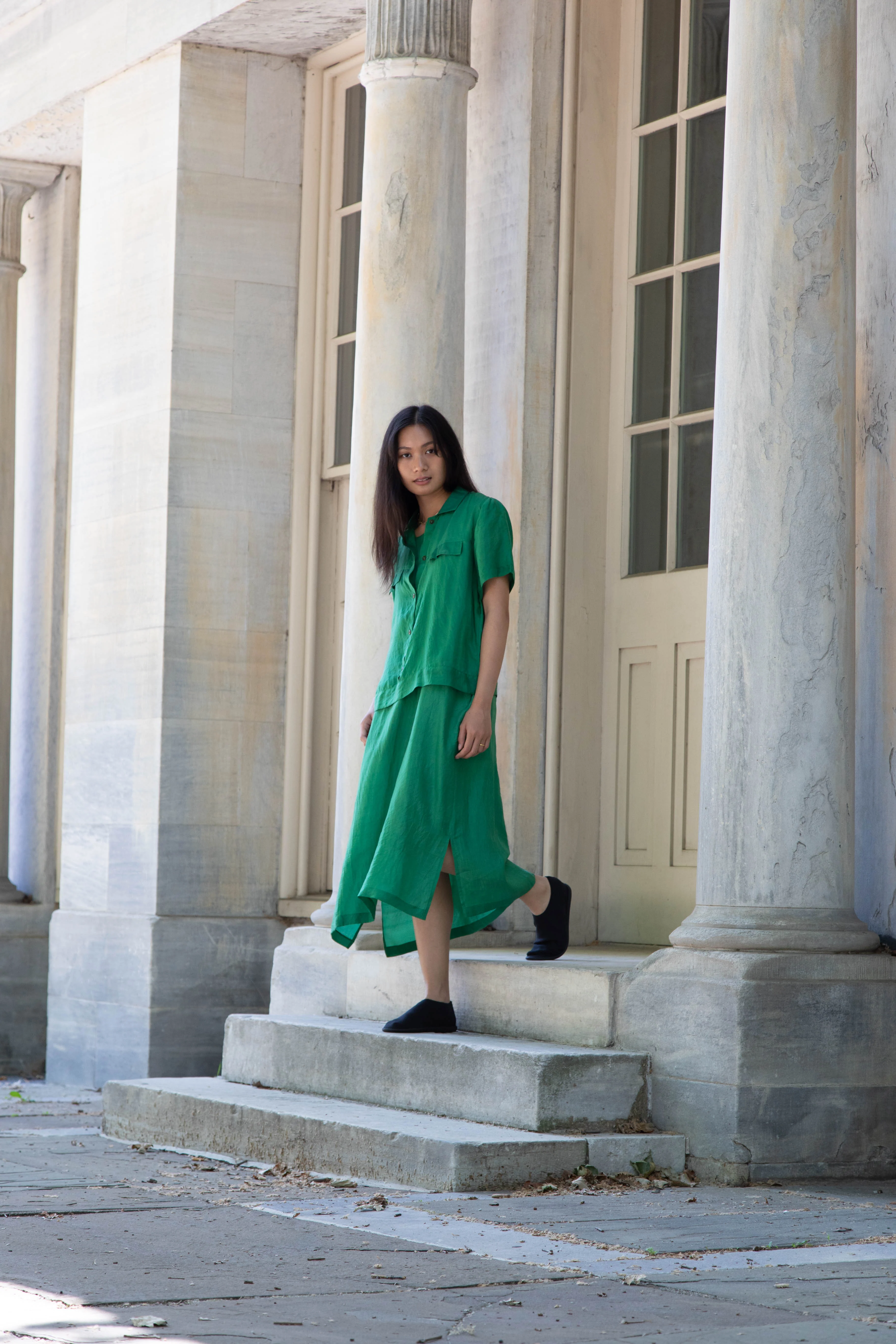 Runaway Bicycle | Silk Alfie Top in Green - Image 35
