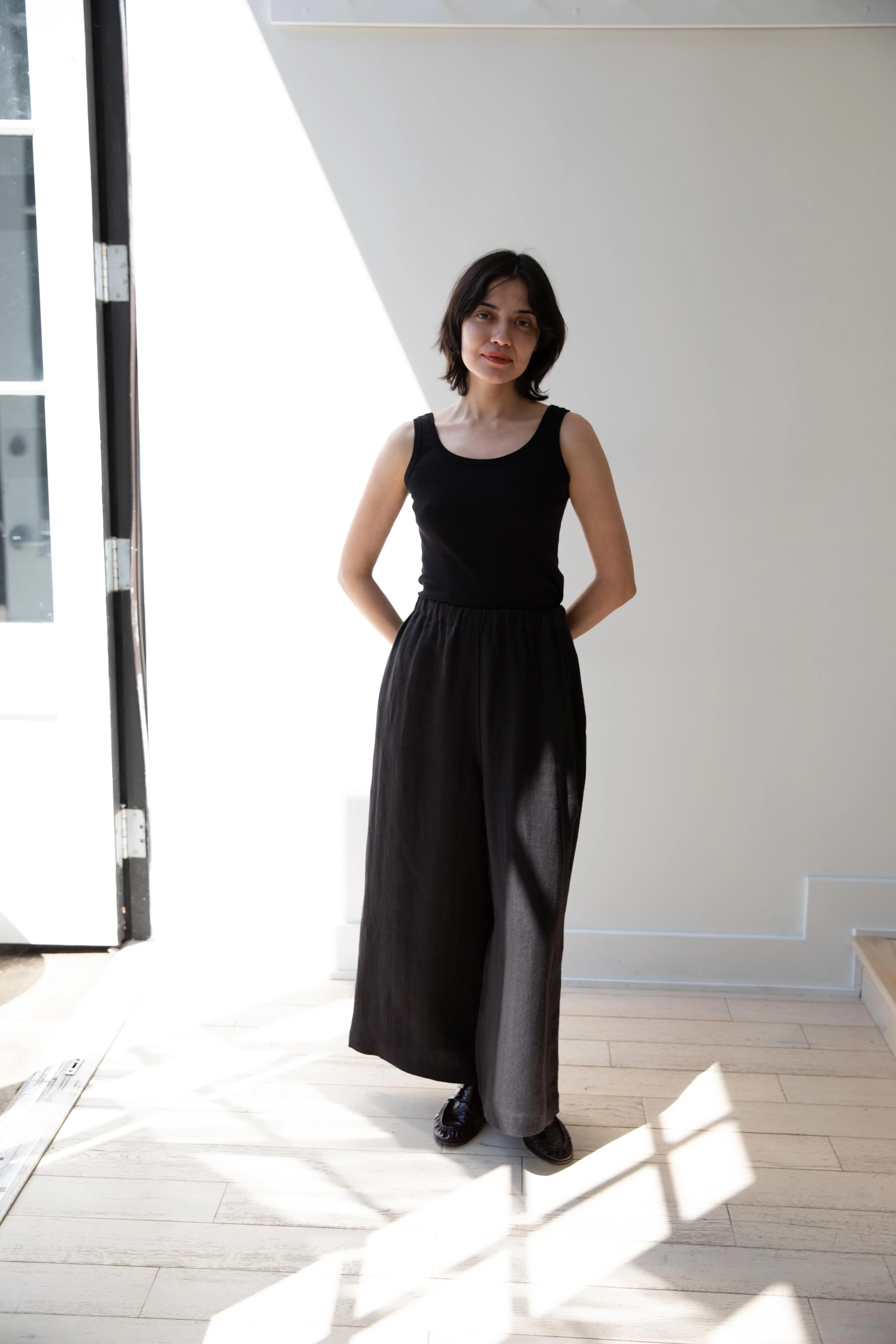 Samuel Snider | Elastic Culottes in Black Herringbone - Image 5