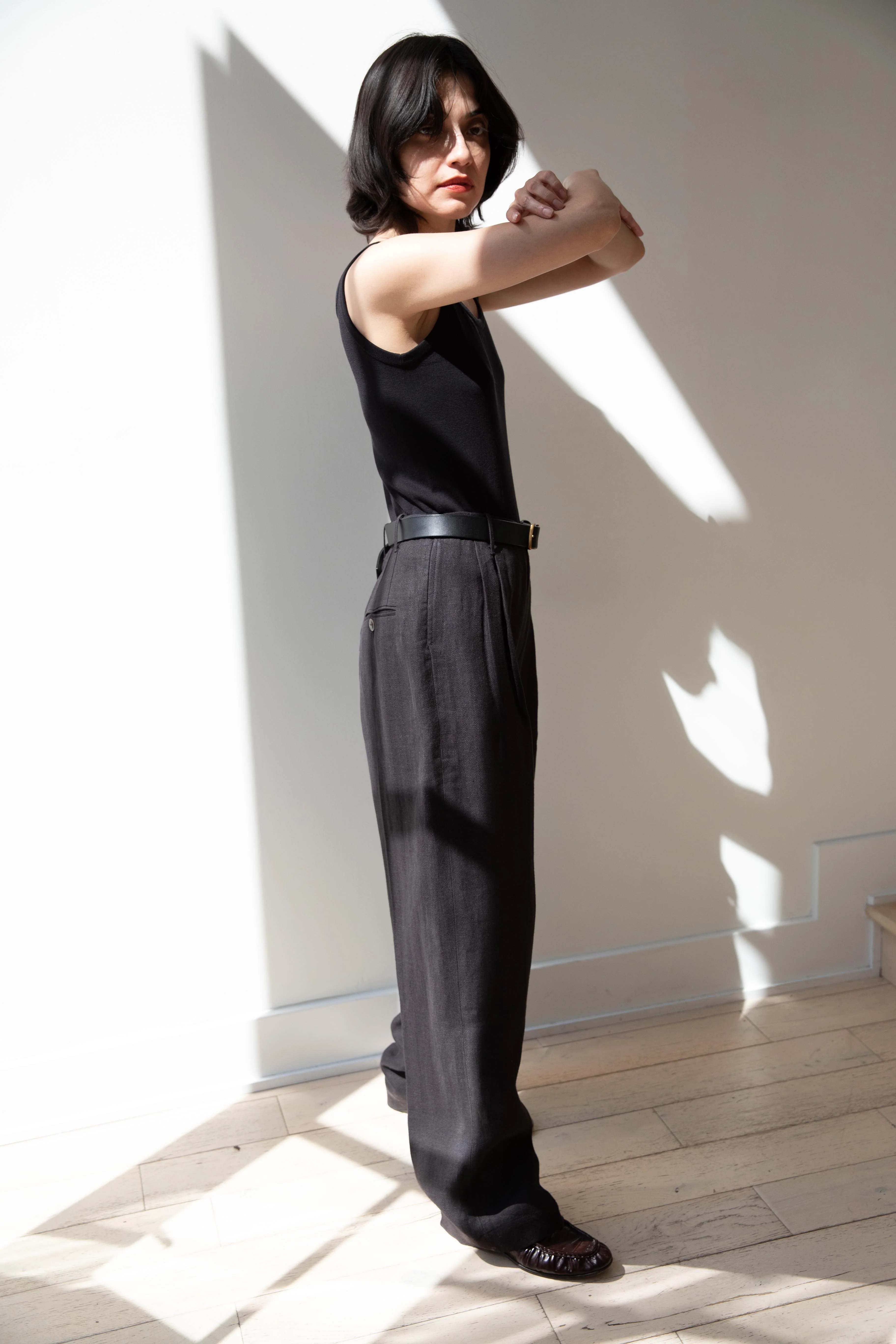 Samuel Snider | Pleated Trouser in Black Herringbone - Image 35