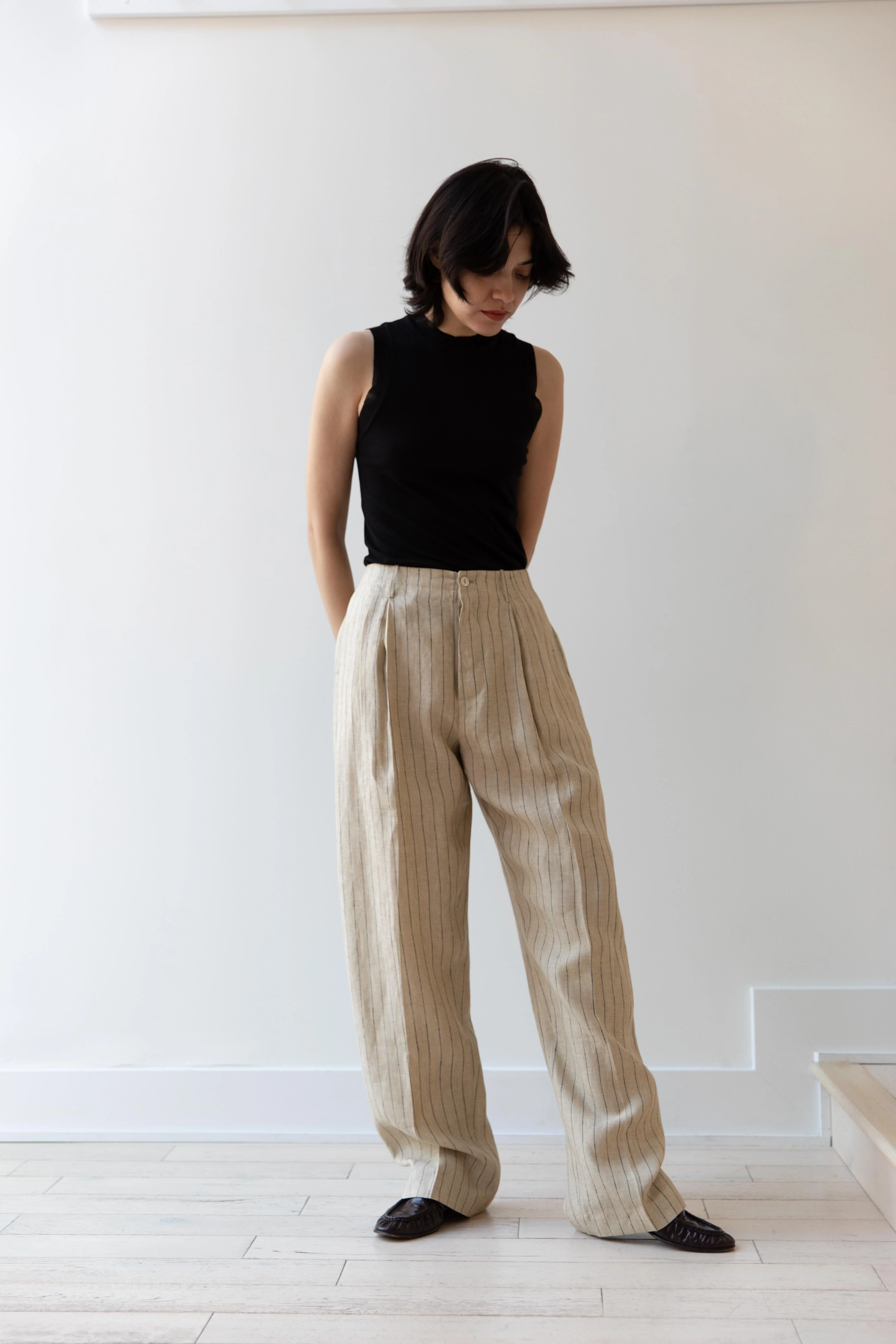 Samuel Snider | Pleated Trouser in Pinstripe Natural & Black - Image 17