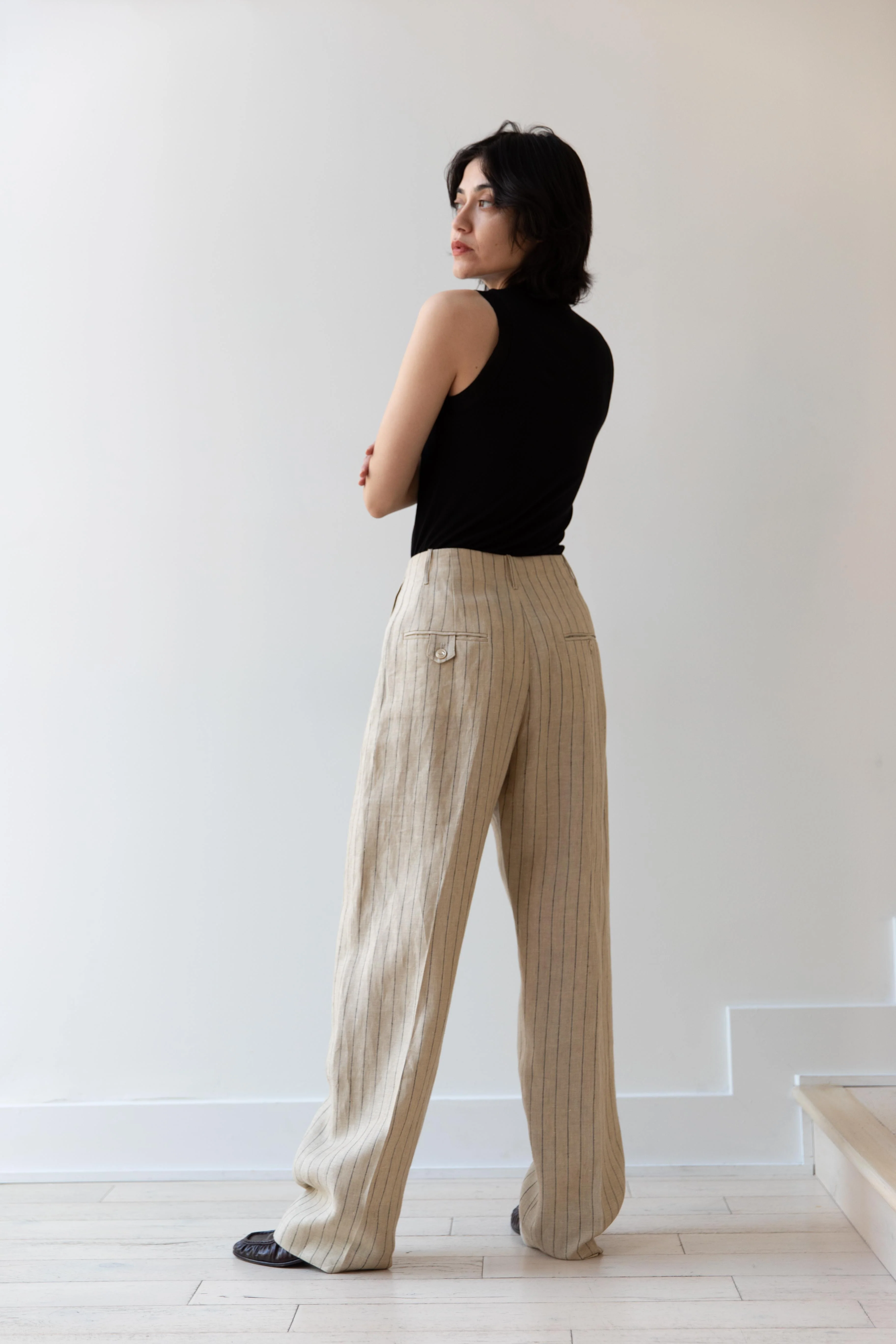 Samuel Snider | Pleated Trouser in Pinstripe Natural & Black - Image 18