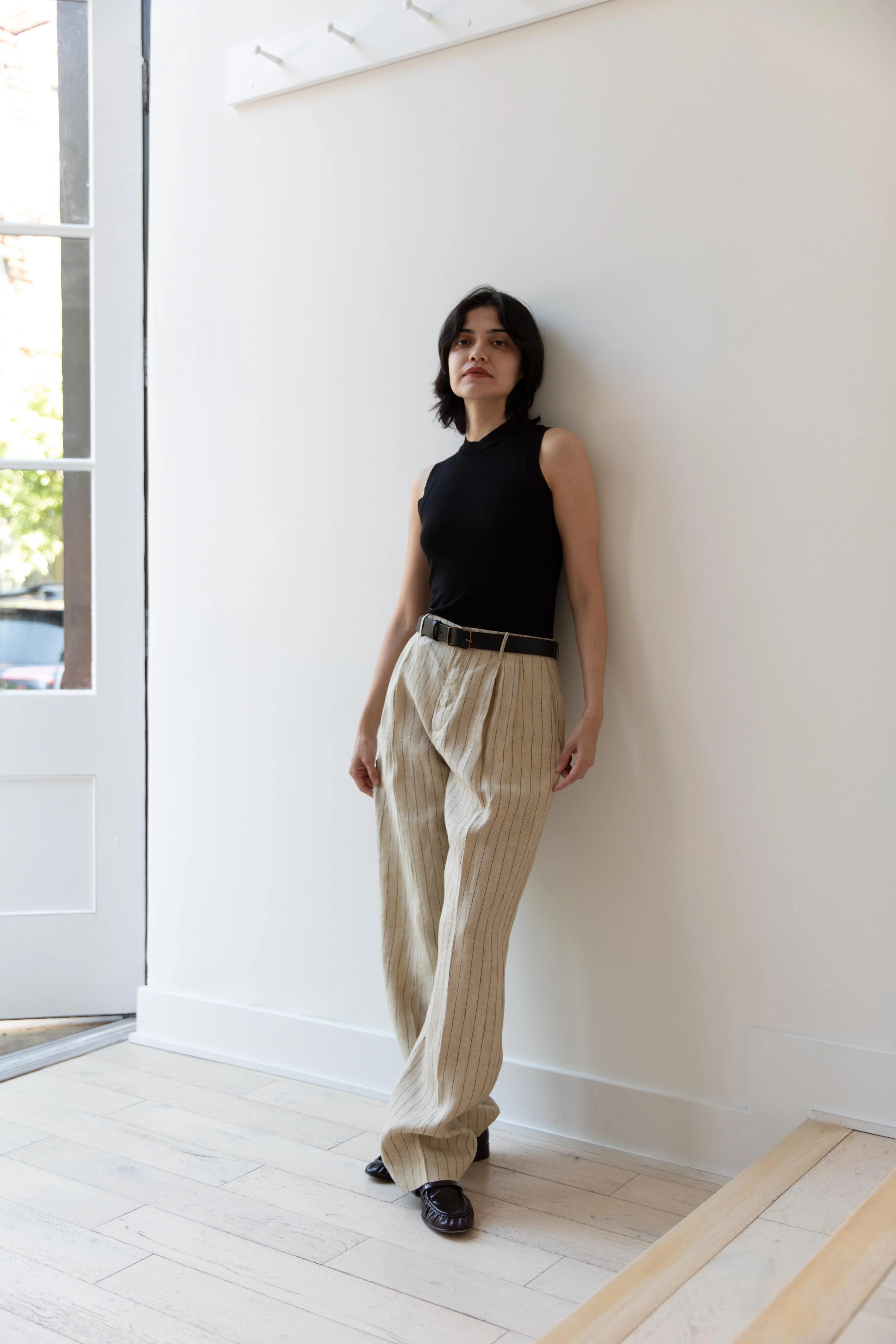 Samuel Snider | Pleated Trouser in Pinstripe Natural & Black - Image 22