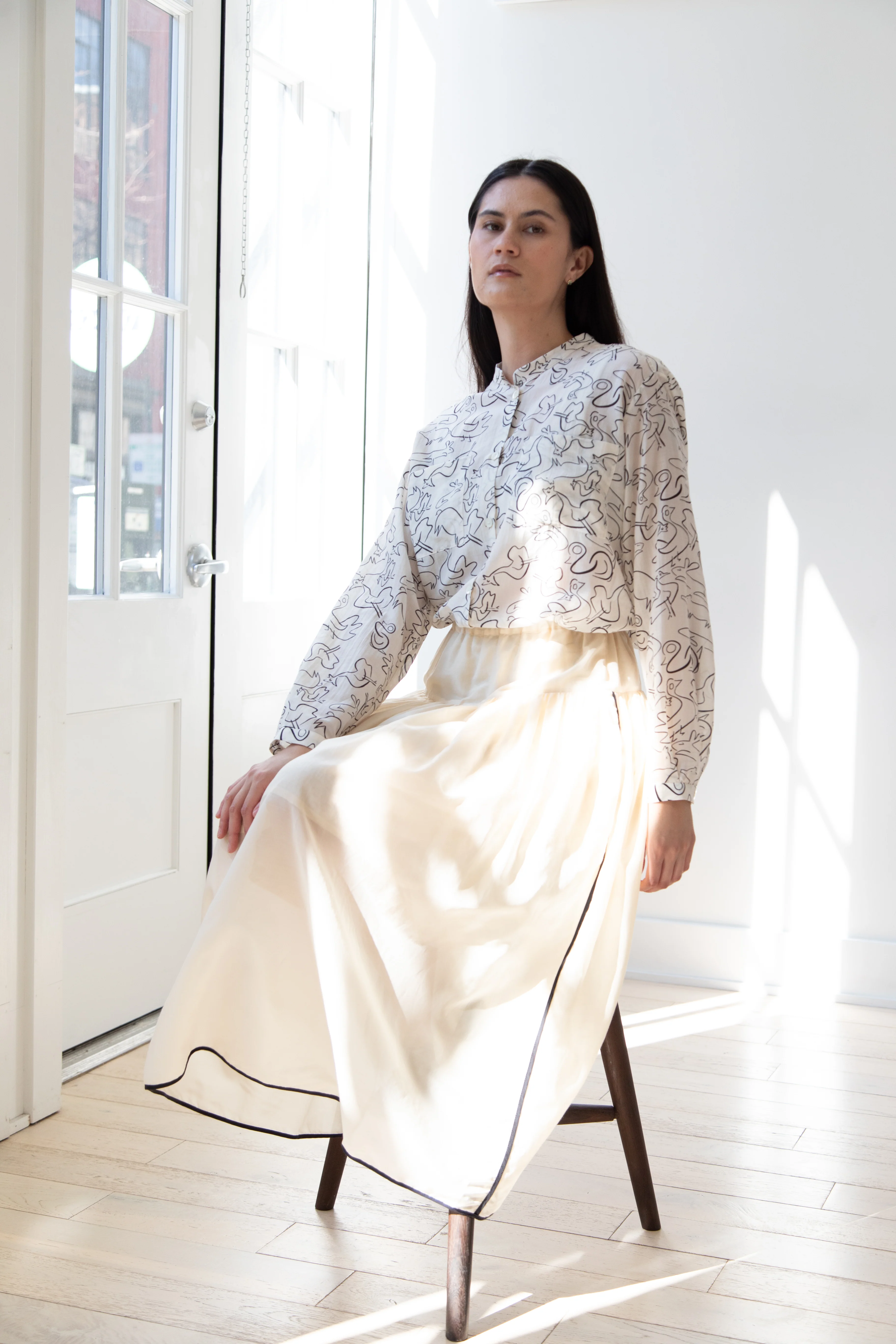 Sara Lanzi | Gathered Skirt in Ivory - Image 14