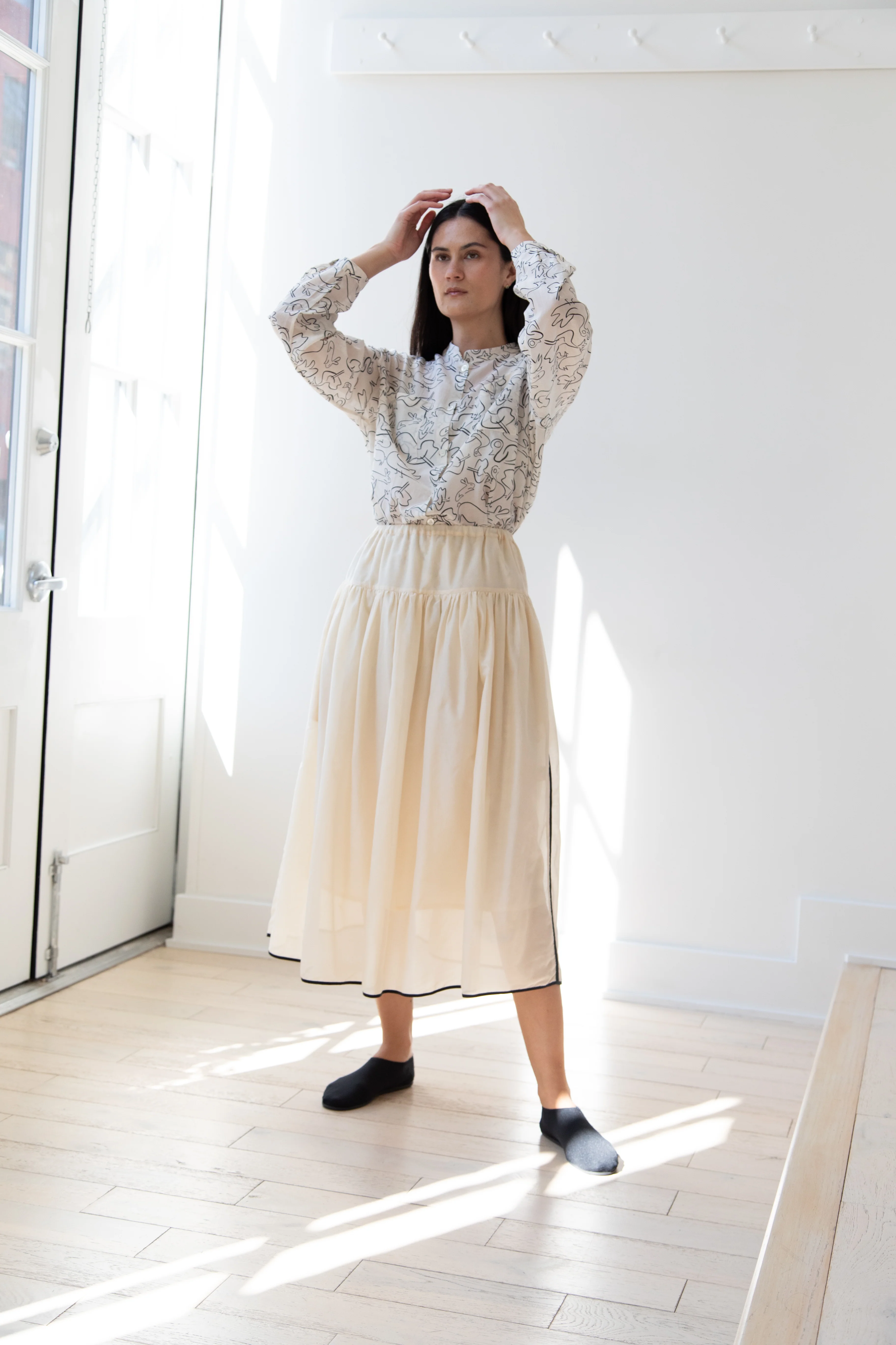 Sara Lanzi | Gathered Skirt in Ivory - Image 4