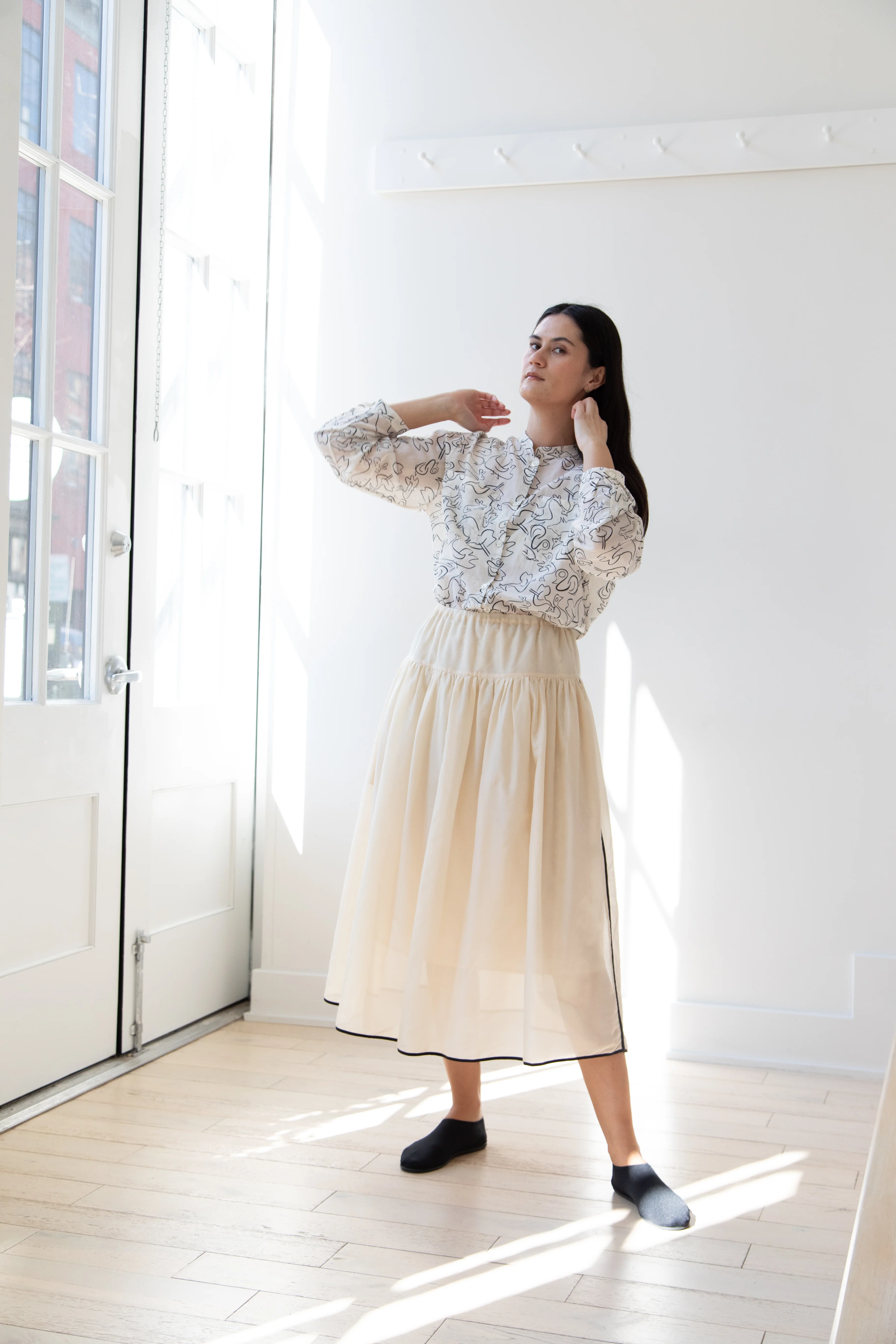 Sara Lanzi | Gathered Skirt in Ivory - Image 7