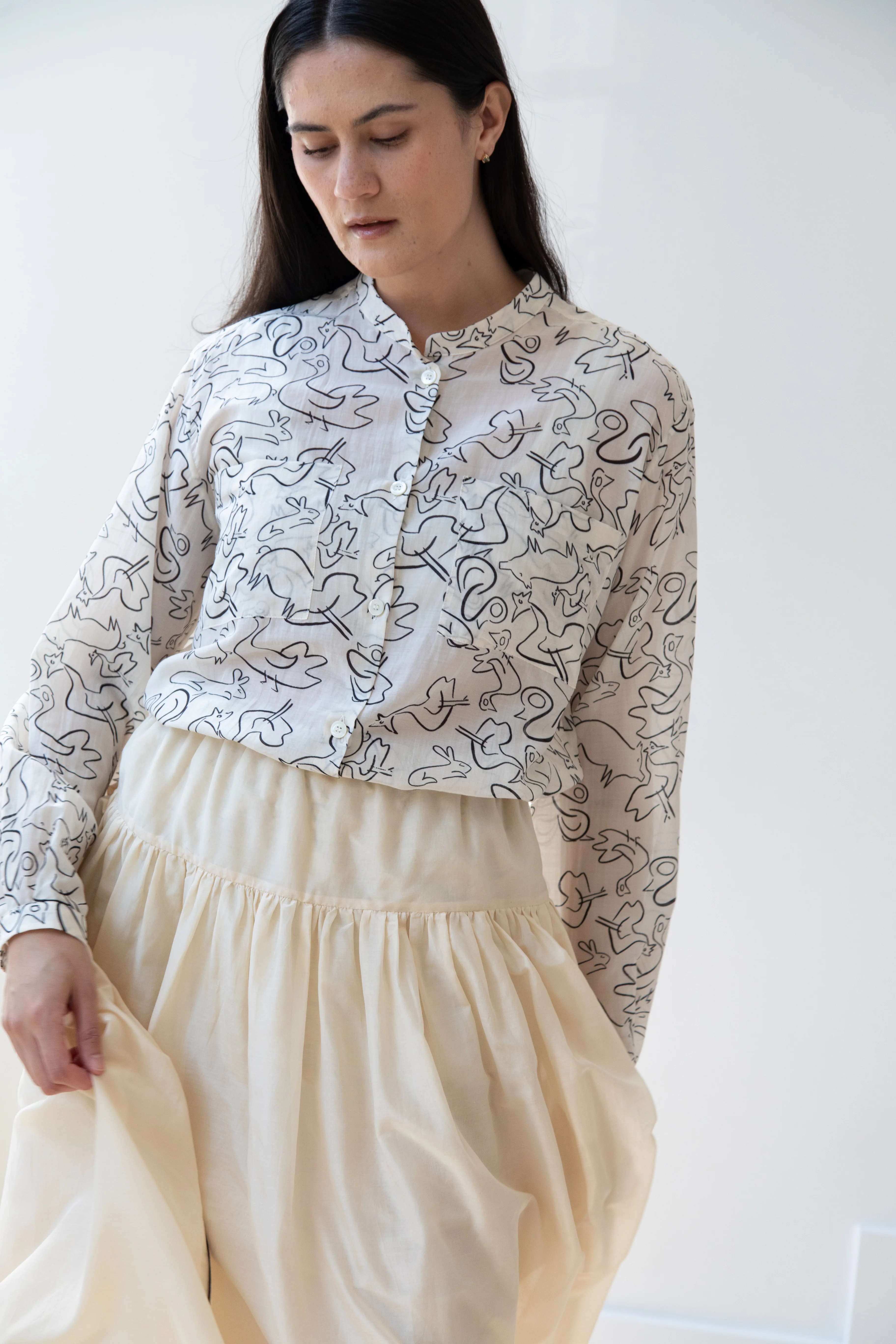 Sara Lanzi | Gathered Skirt in Ivory - Image 9