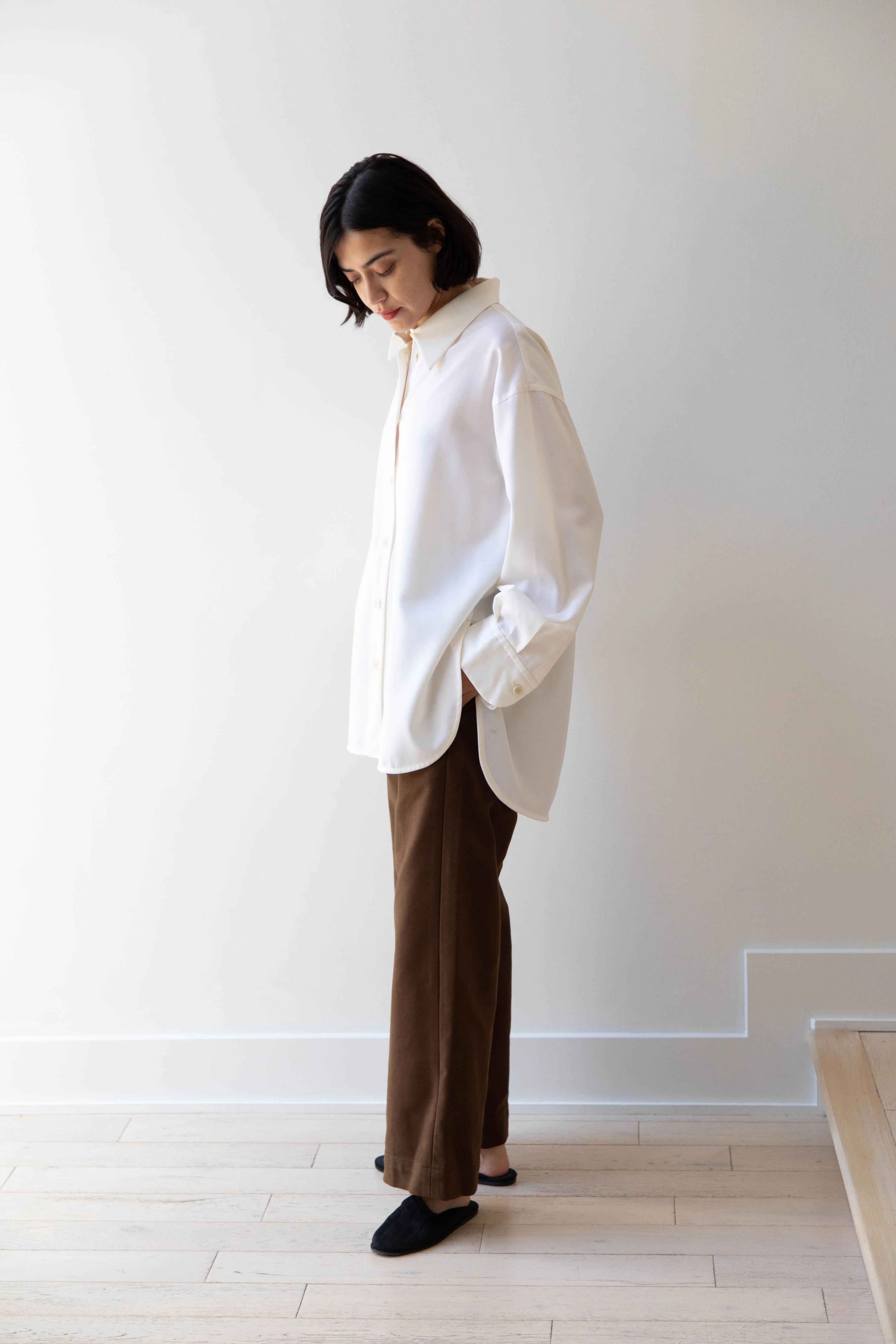 Sayaka Davis | Oversized Shirt in Ivory Wool Gabardine - Image 31