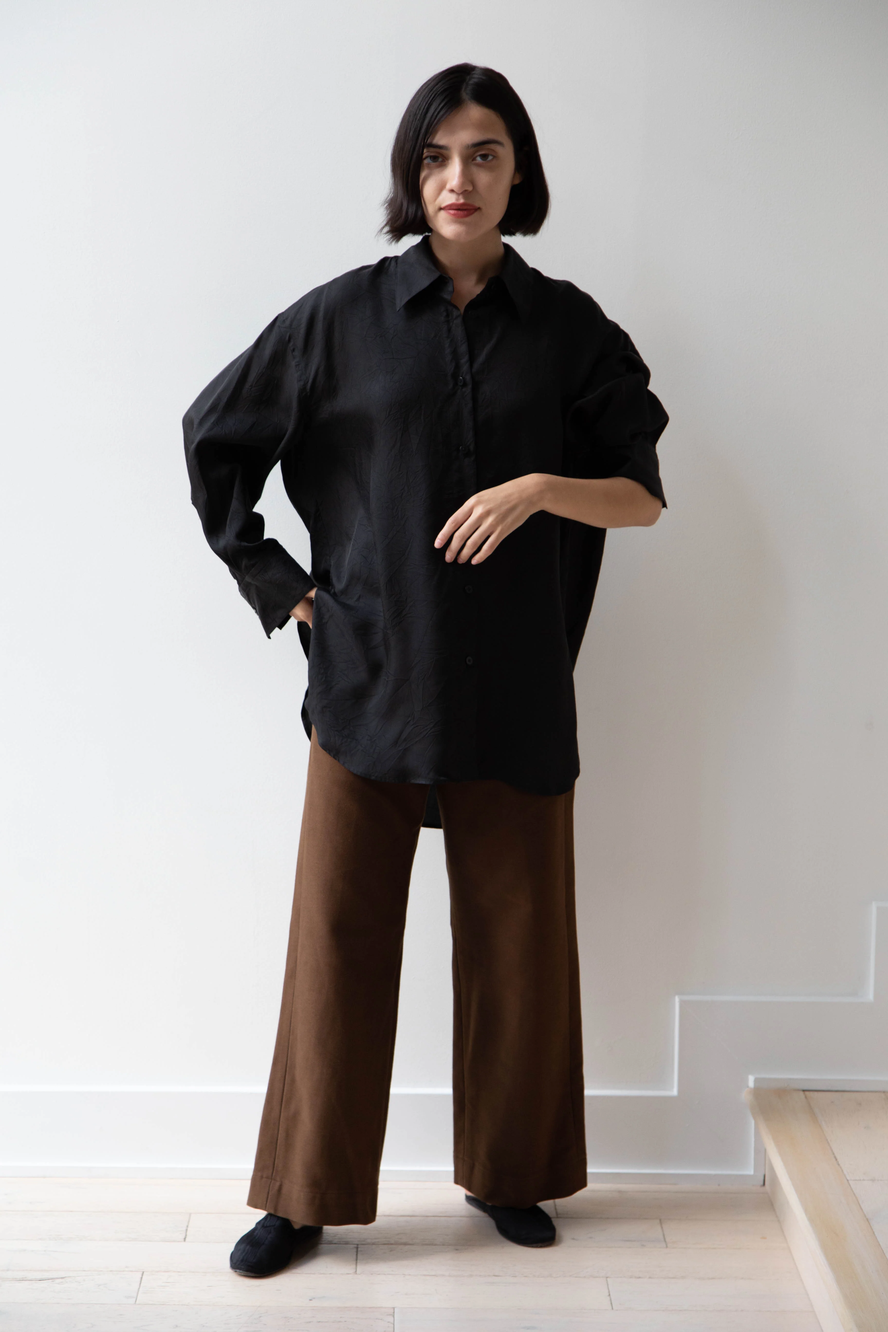 Sayaka Davis | Wide Sleeve Shirt in Black Cupro - Image 20