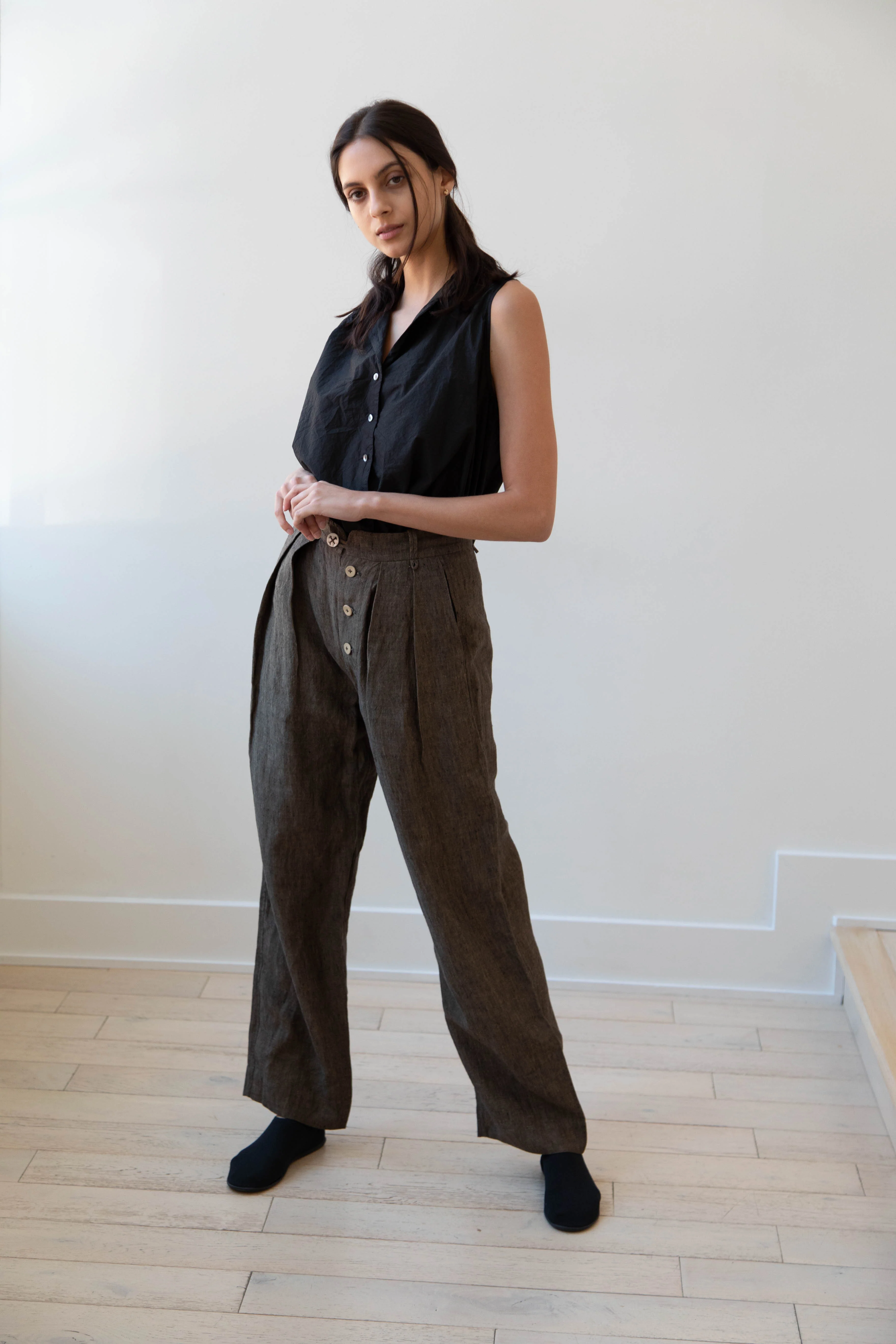 Seventyfive | Double Pleated Trousers in Walnut Linen - Image 11