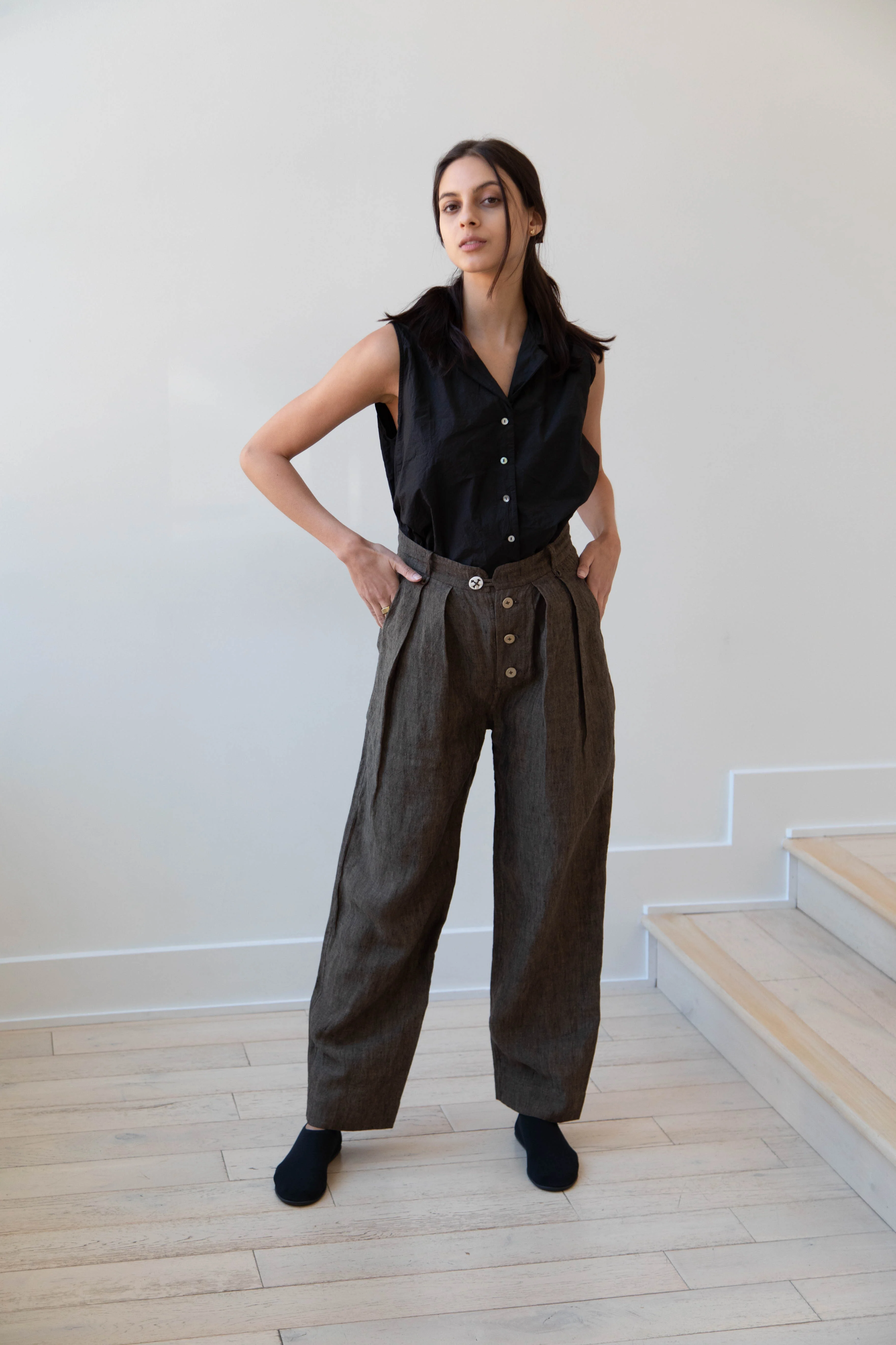 Seventyfive | Double Pleated Trousers in Walnut Linen - Image 5