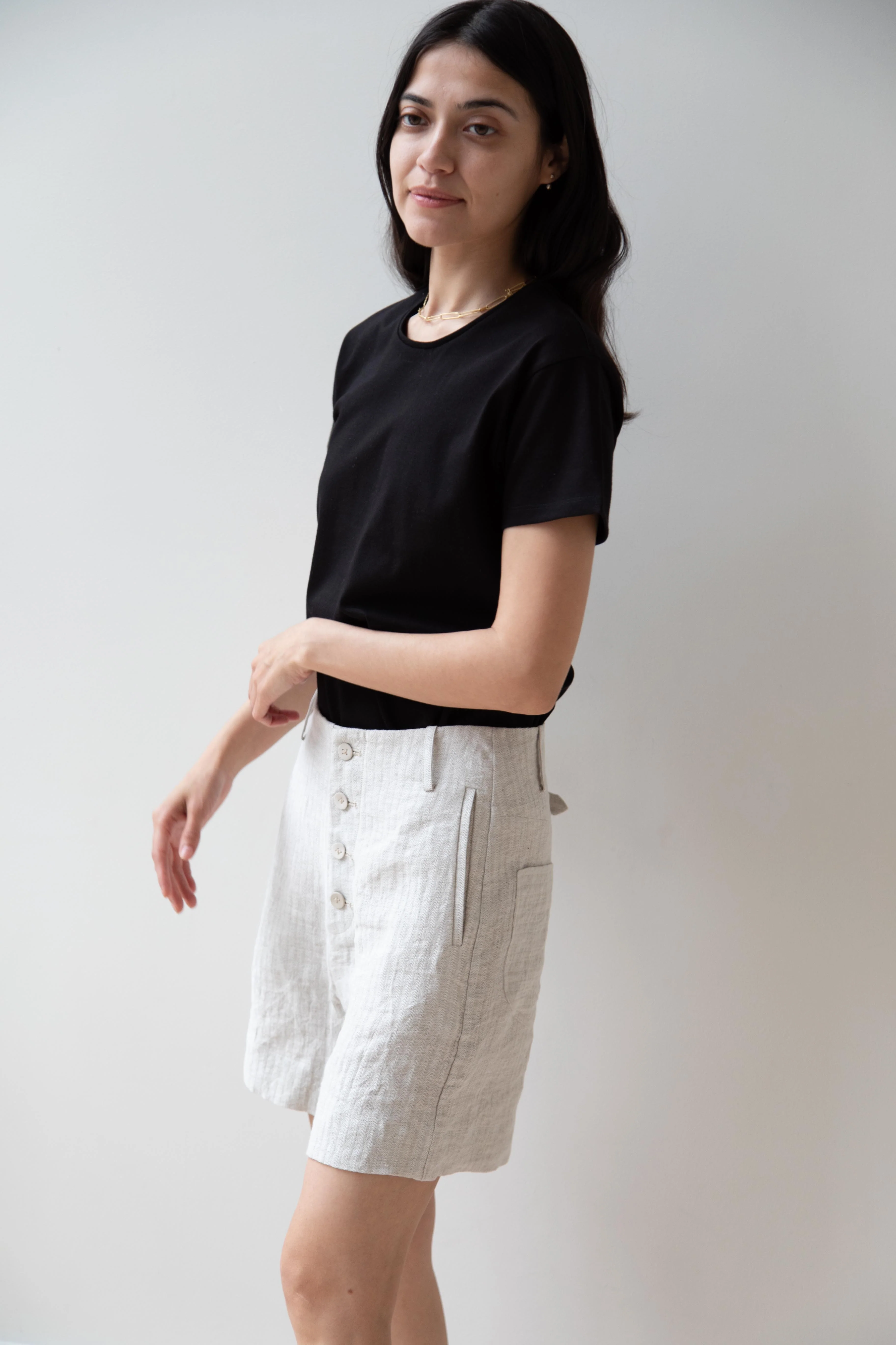Seventyfive | Fishtail Shorts in Oyster Linen - Image 26