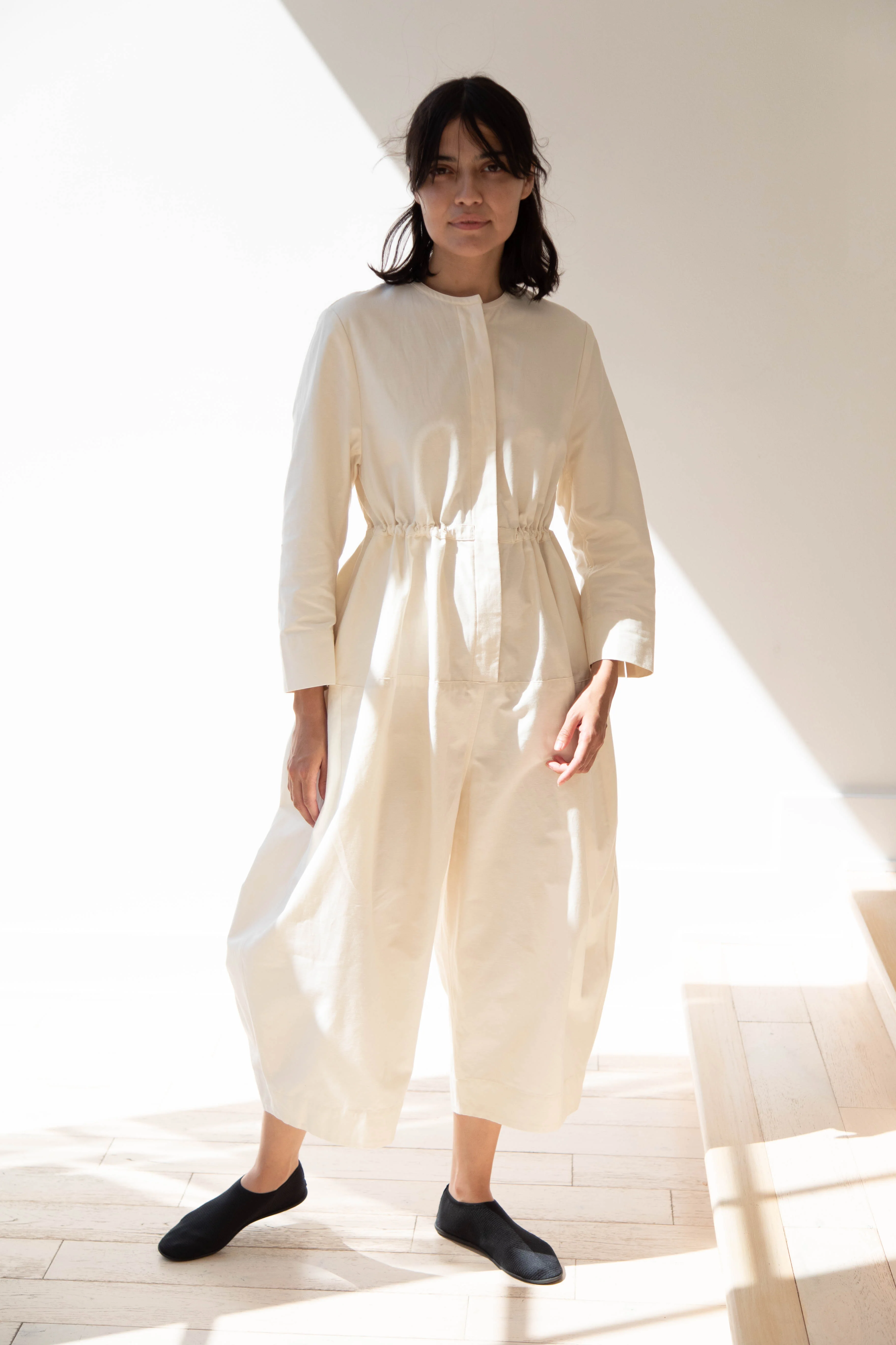 Tenne Handcrafted Modern | Barrel Leg Jumpsuit in Cream - Image 3