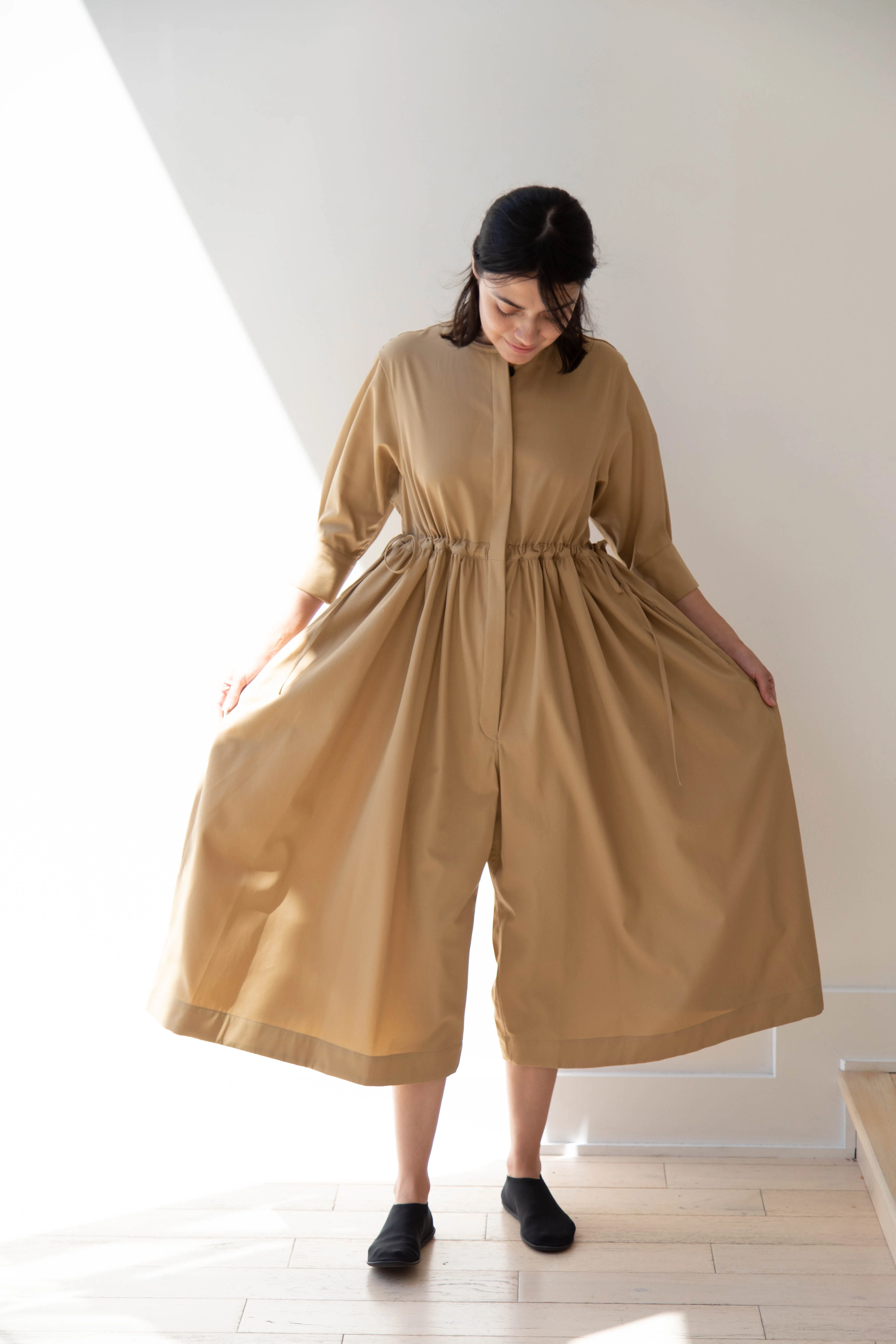Tenne Handcrafted Modern | Waist String Jumpsuit In Camel - Image 34