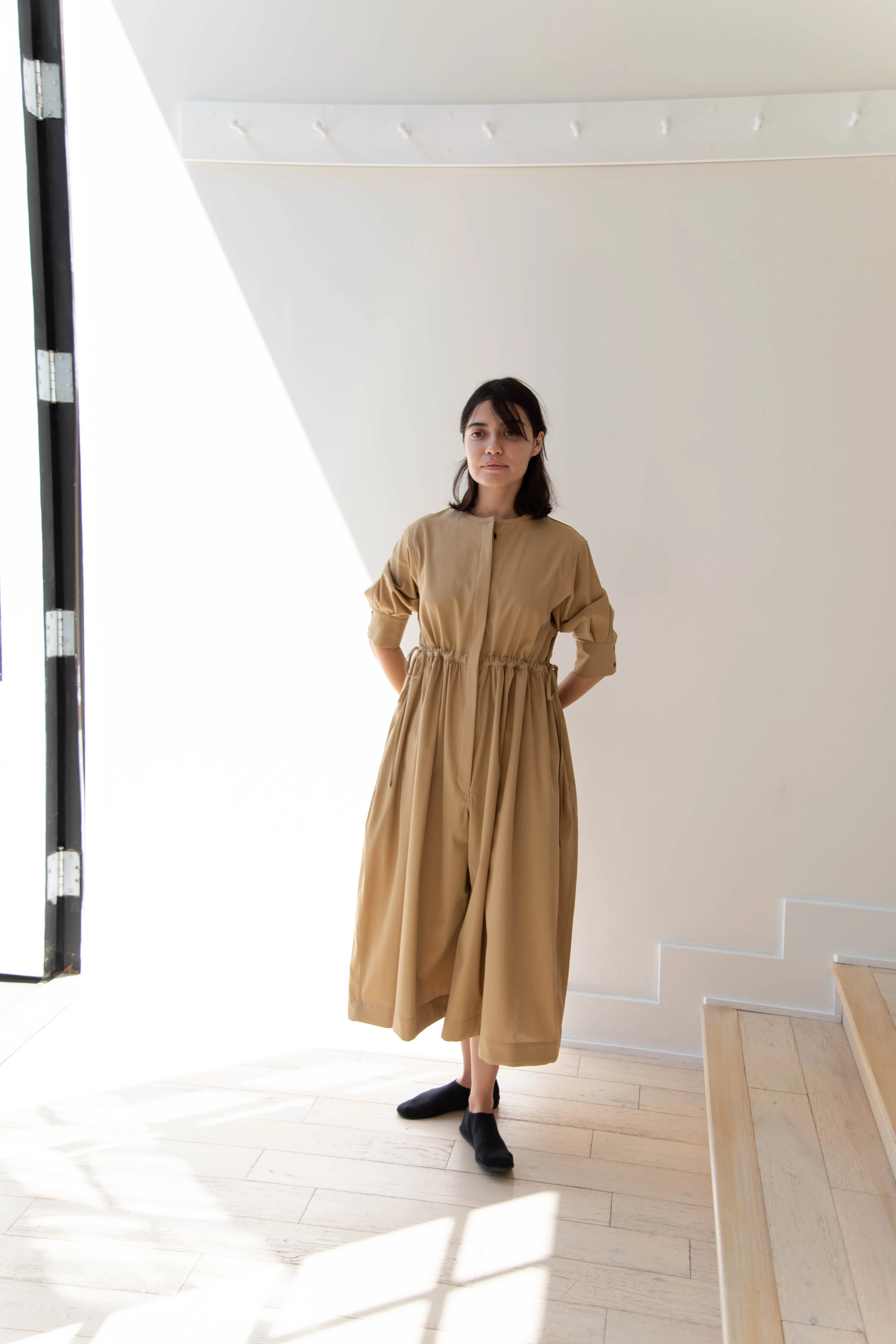 Tenne Handcrafted Modern | Waist String Jumpsuit In Camel - Image 38