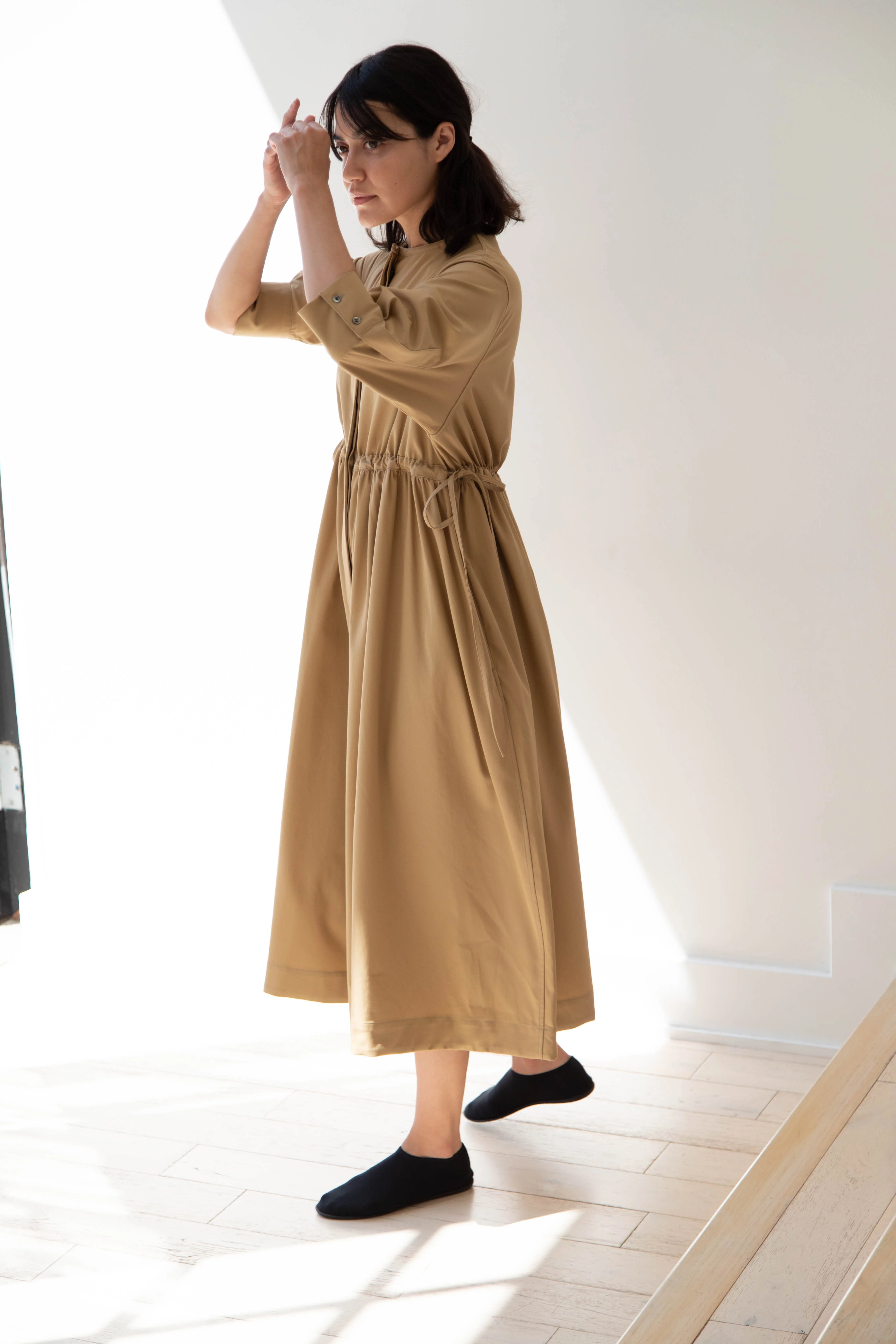 Tenne Handcrafted Modern | Waist String Jumpsuit In Camel - Image 44