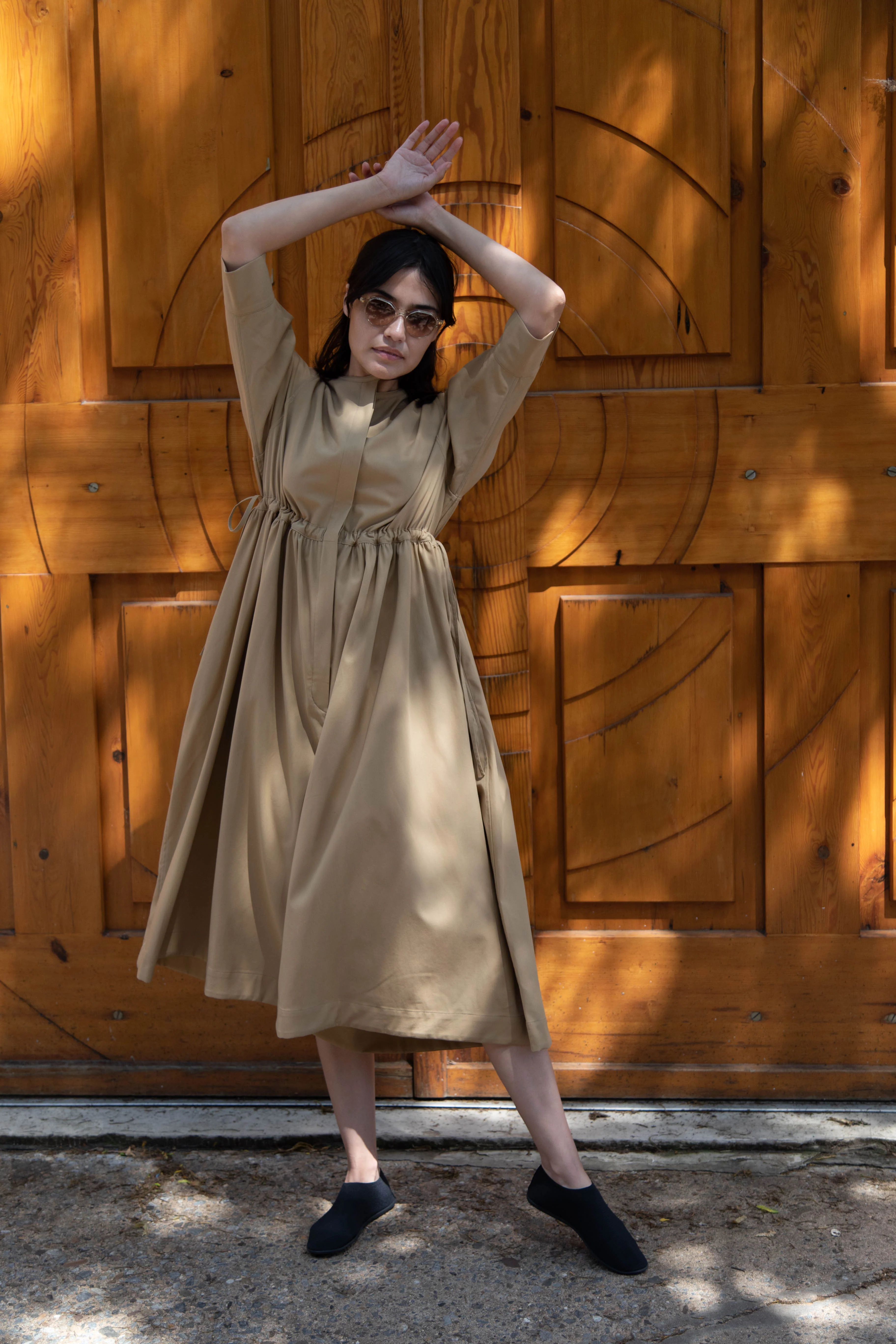 Tenne Handcrafted Modern | Waist String Jumpsuit In Camel - Image 47