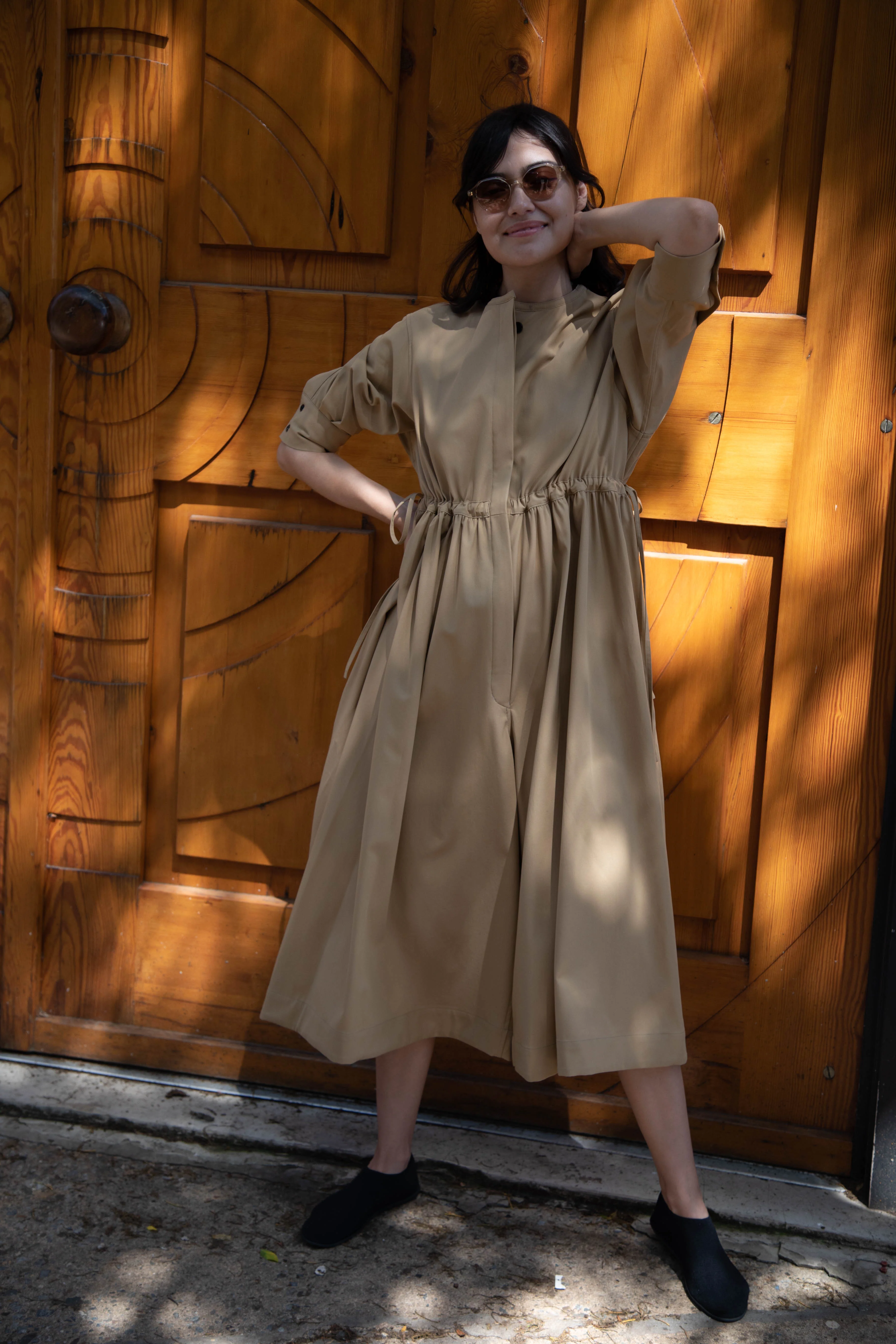Tenne Handcrafted Modern | Waist String Jumpsuit In Camel - Image 49