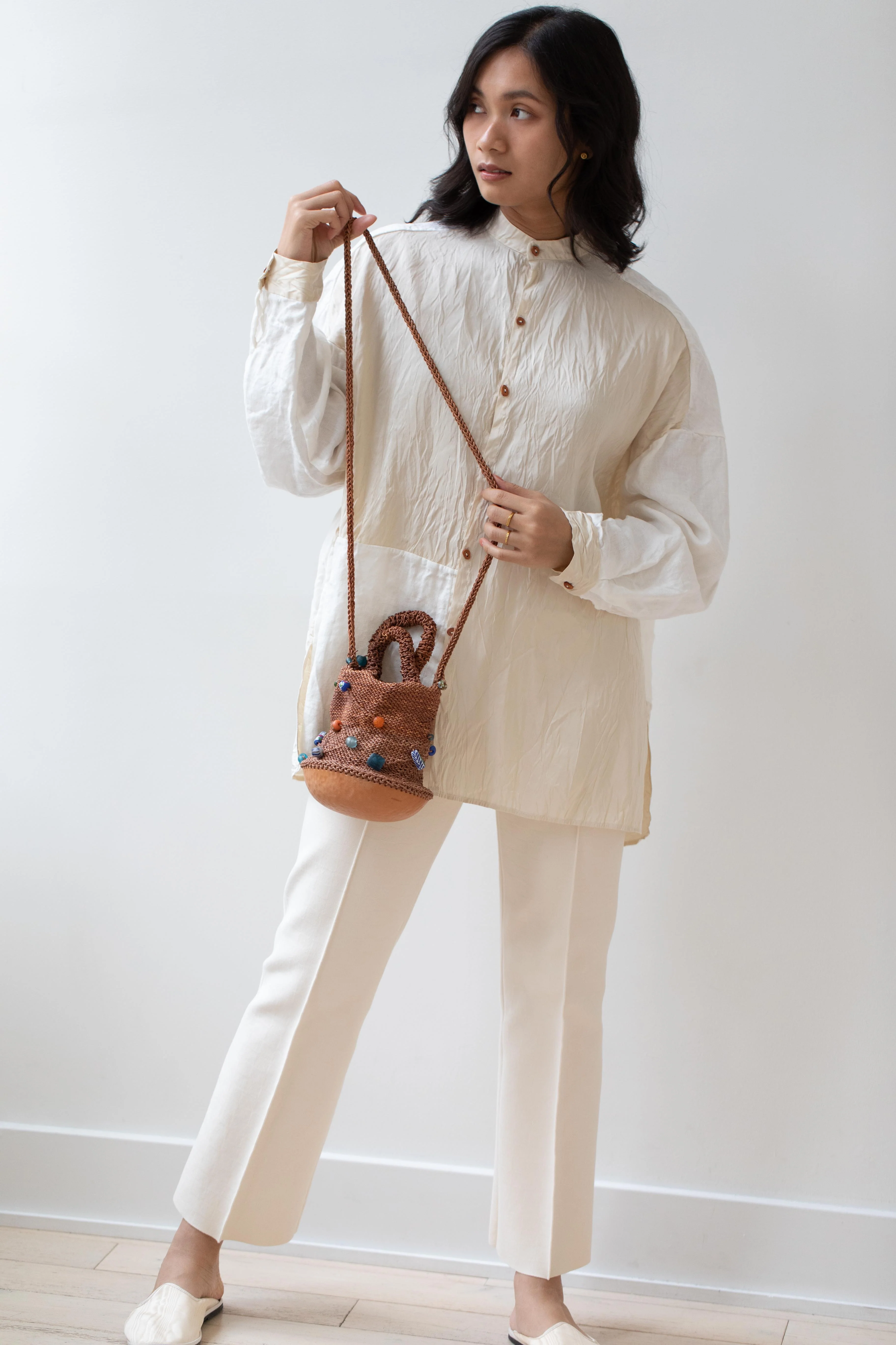 The Backward Vendor | Bead Pouch Crossbody Bag in Natural - Image 11