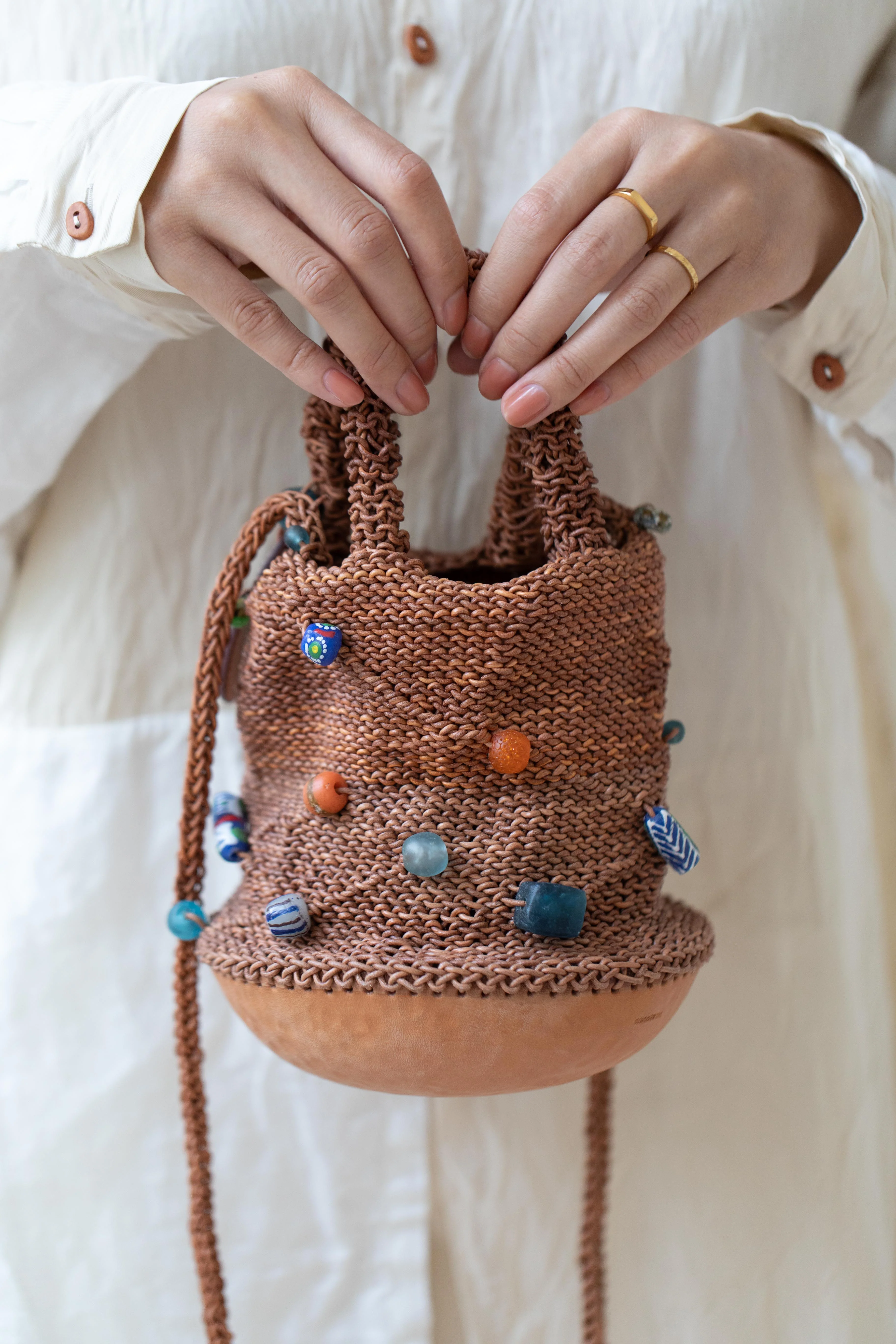 The Backward Vendor | Bead Pouch Crossbody Bag in Natural - Image 4