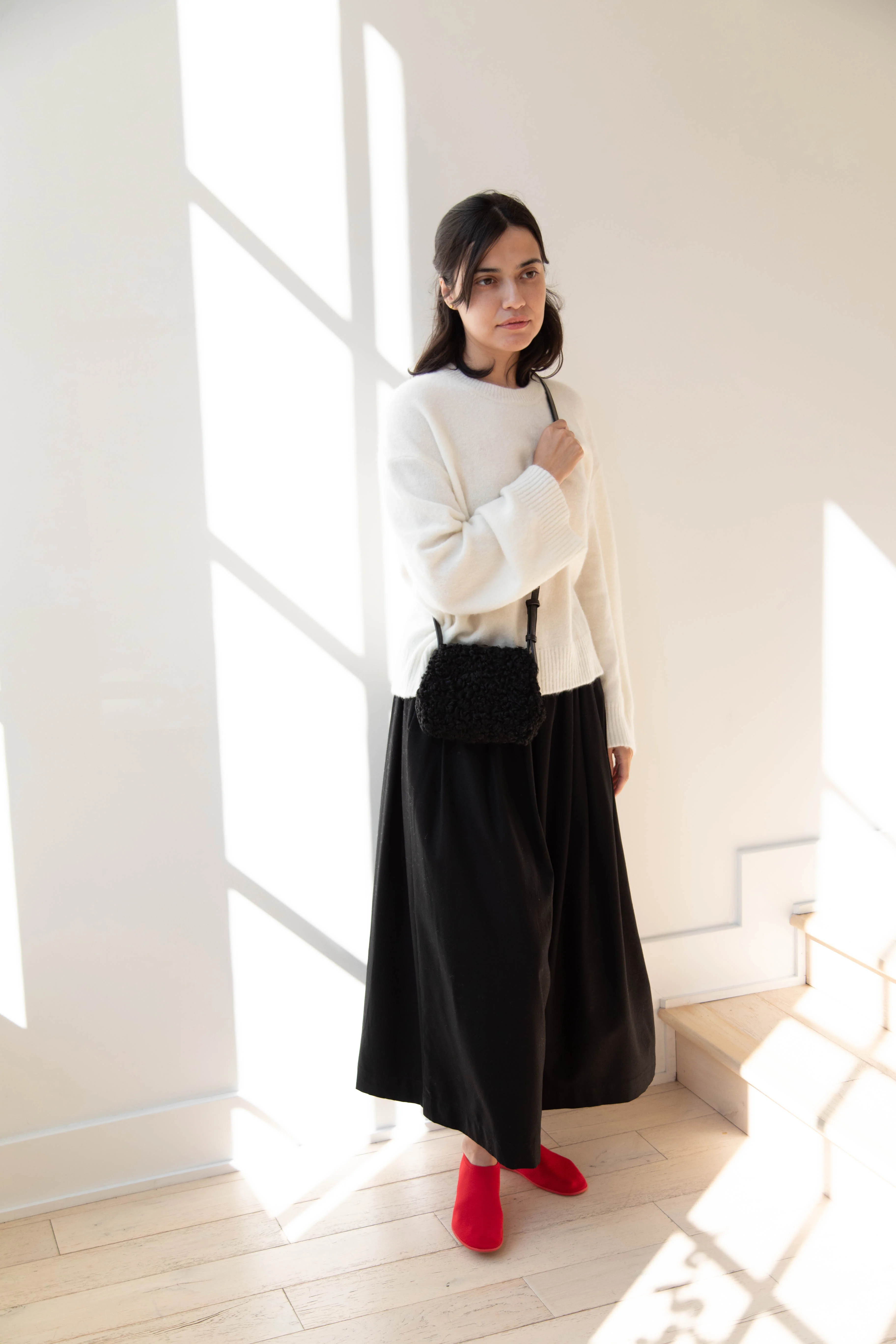 The Backward Vendor | Mini Medicine Cross Body Bag in Black Shearling - Image 25