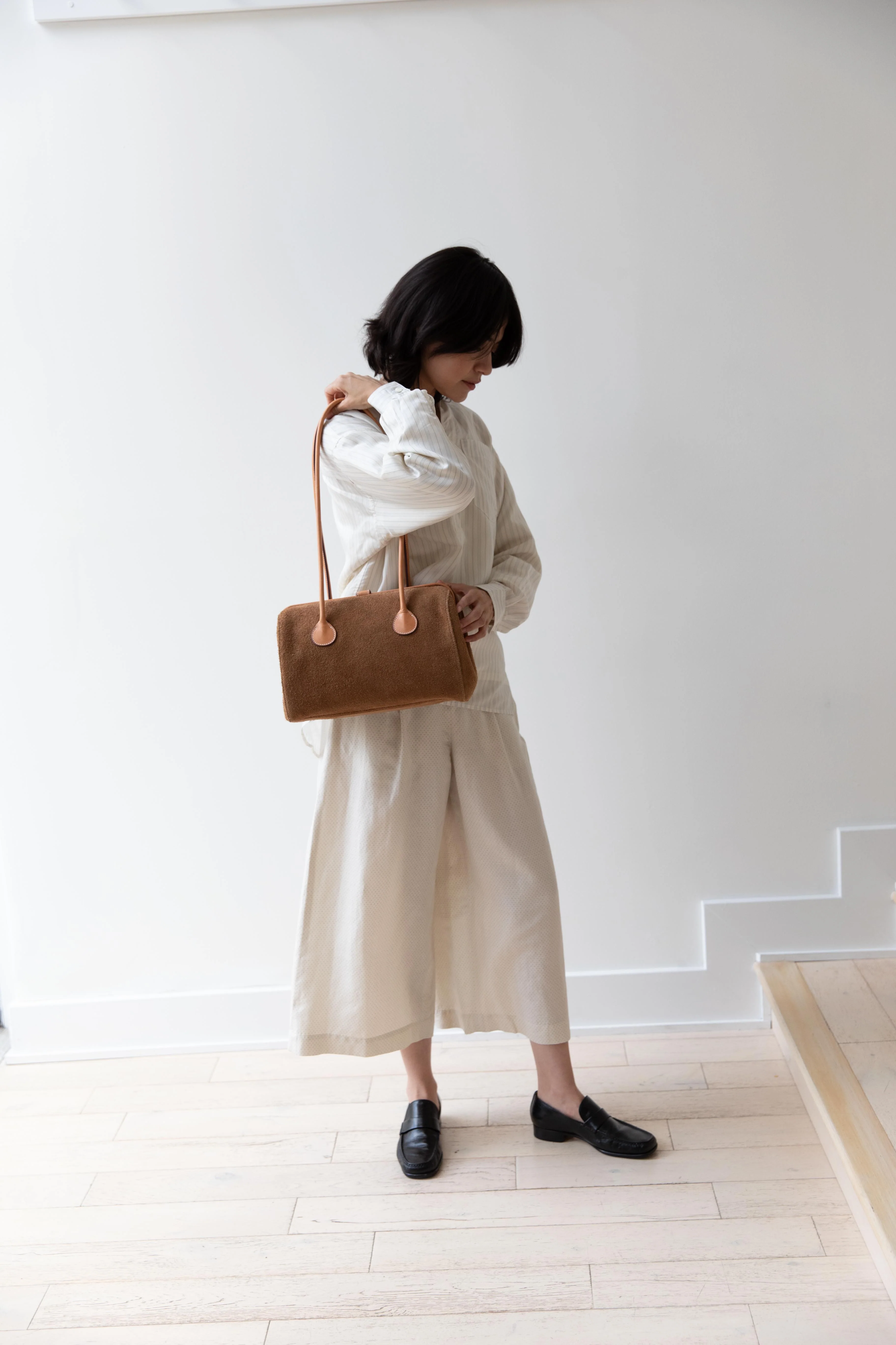 The Backward Vendor | Tanker Shoulder Bag in Brown Suede - Image 5