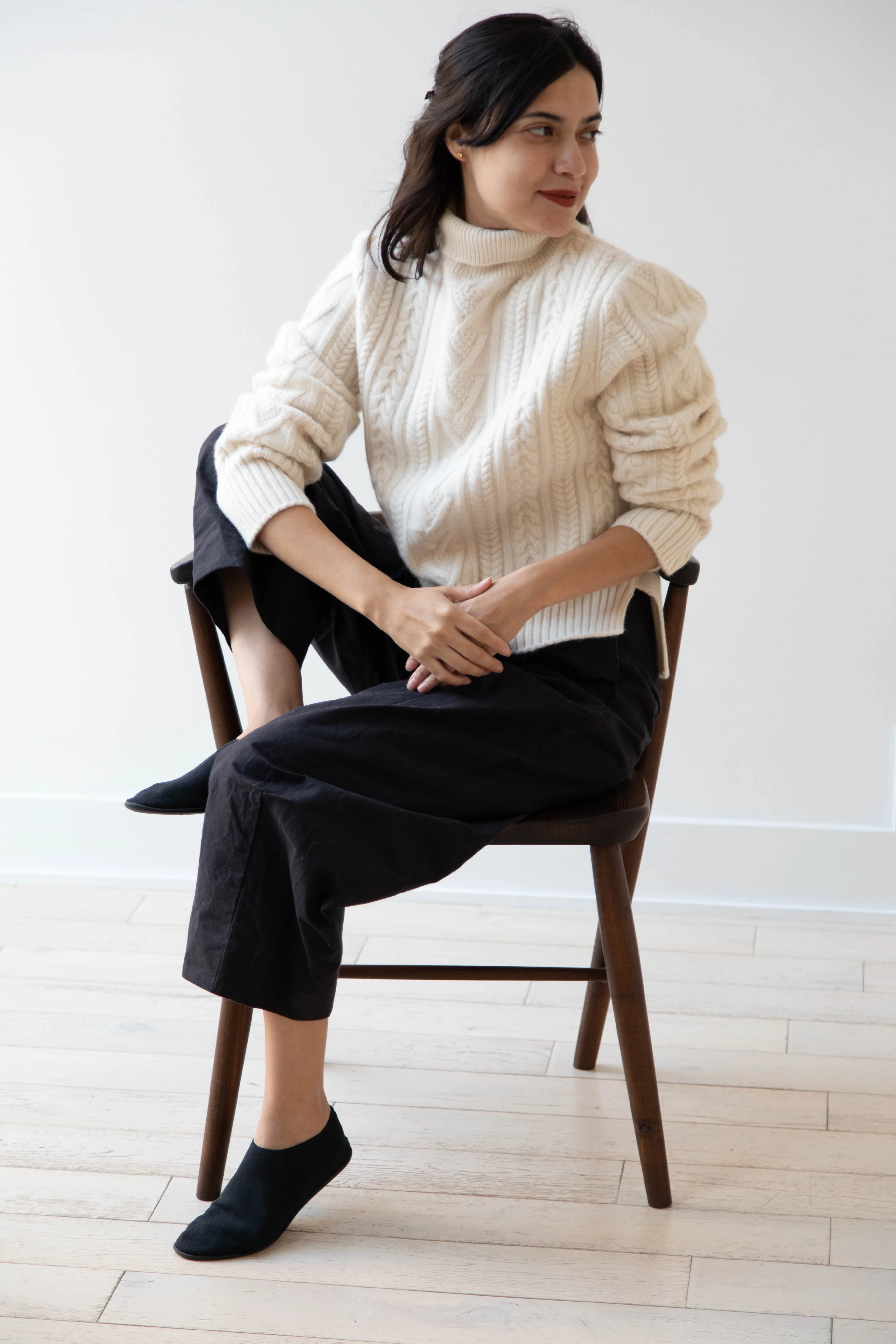 The Loom | Cable Turtleneck Sweater in Ivory - Image 33